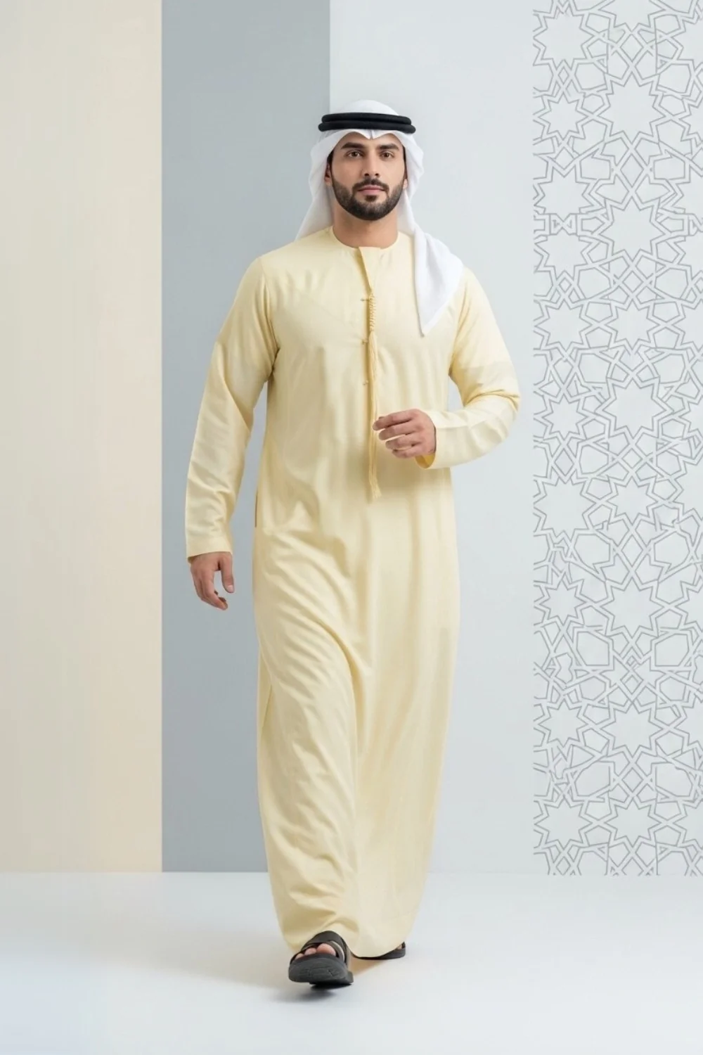 Pale Lemon Saudi Thobe | By Shabab al Yola | Elite Edition