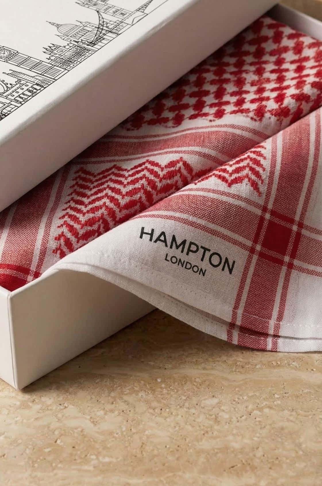 London Hampton Modern Shemagh in red and white for daily wear. 3