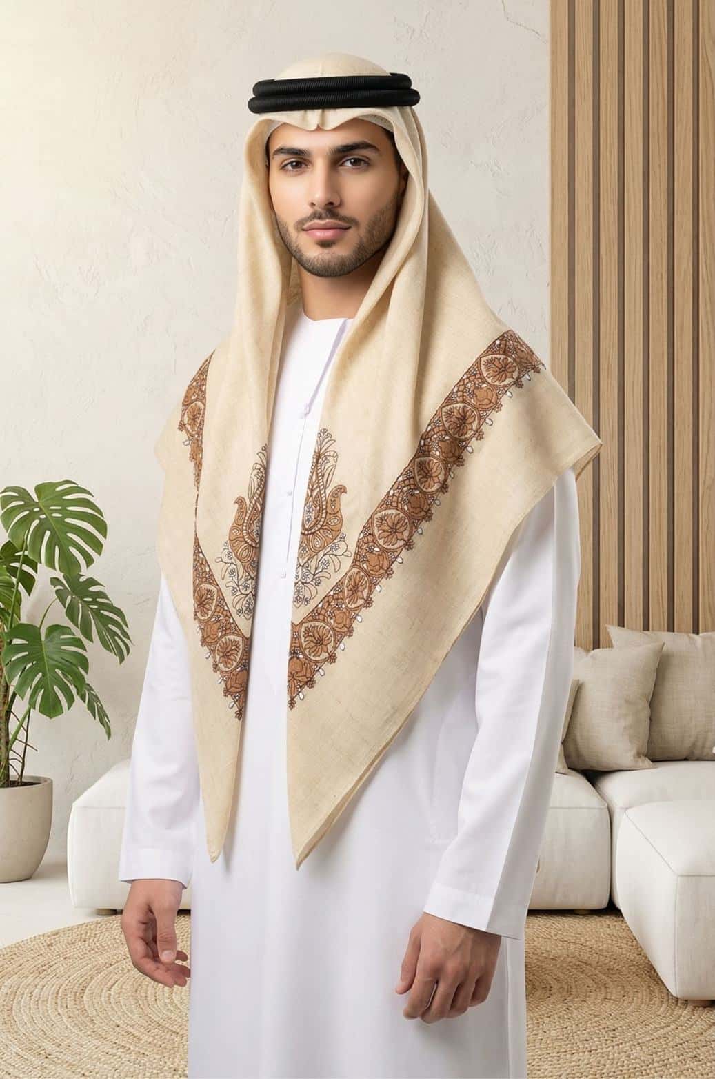 Ivory Sand Arabic Shawl by Shabab Al Yola – Abu Dhabi 2