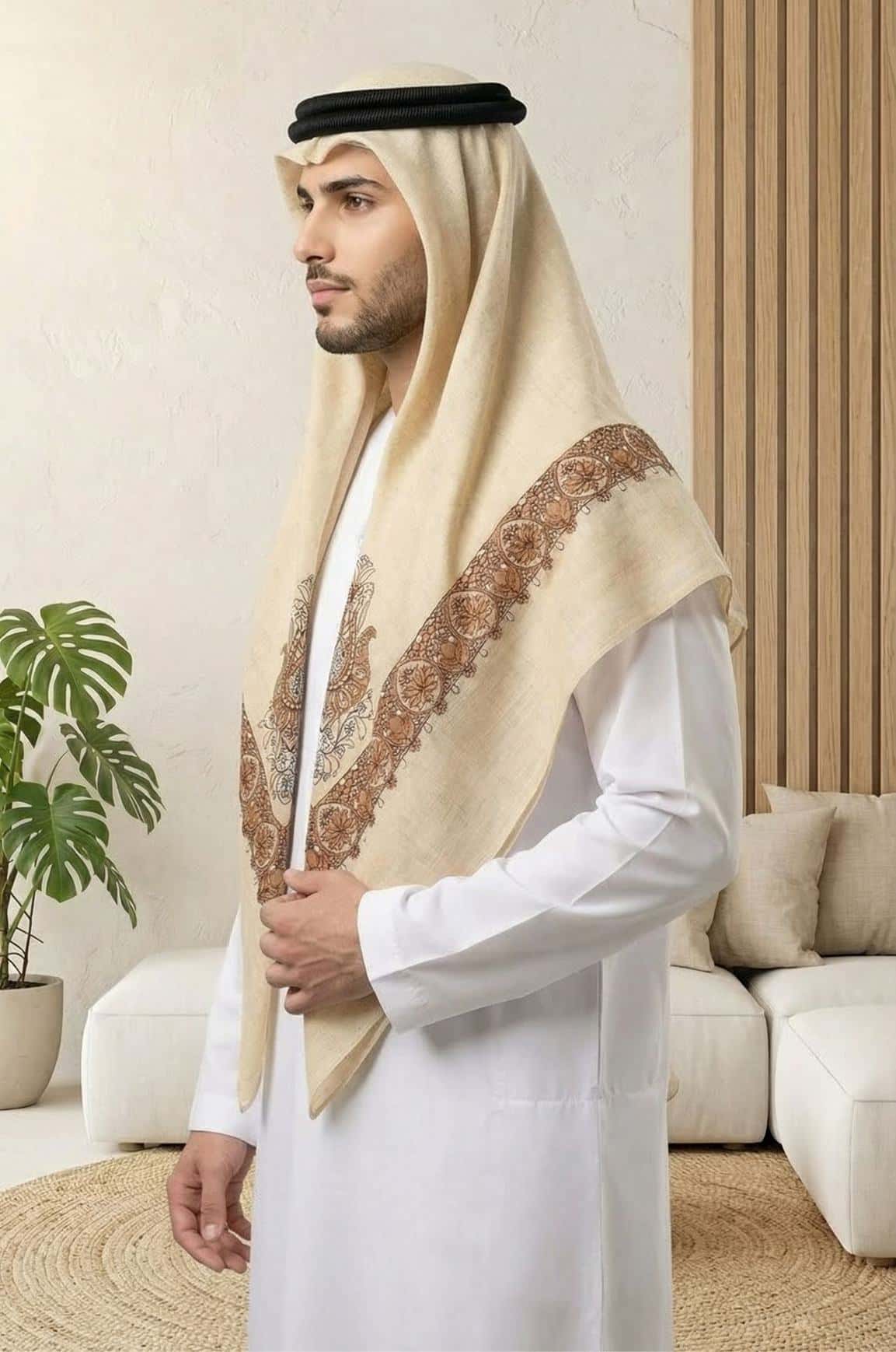 Ivory Sand Arabic Shawl by Shabab Al Yola – Abu Dhabi 3
