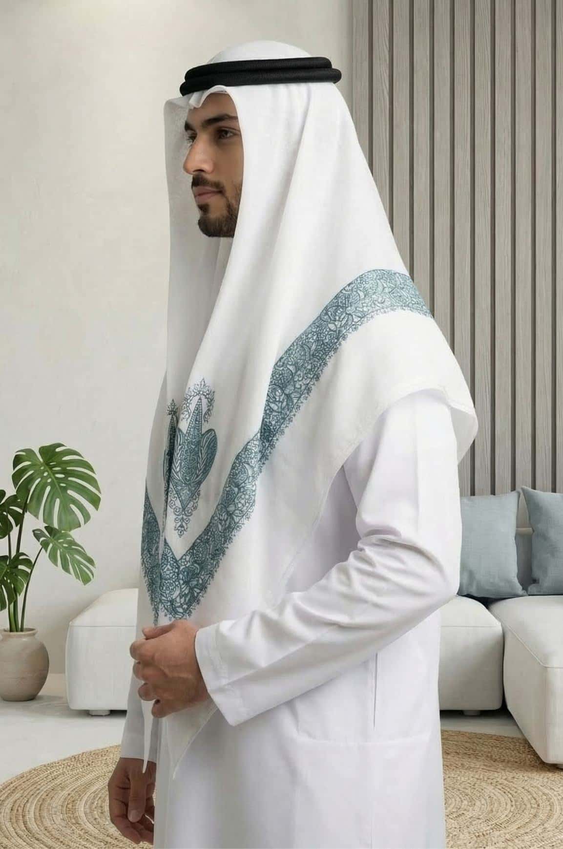 Soft White Arabic Shawl by Shabab Al Yola – Abu Dhabi 3
