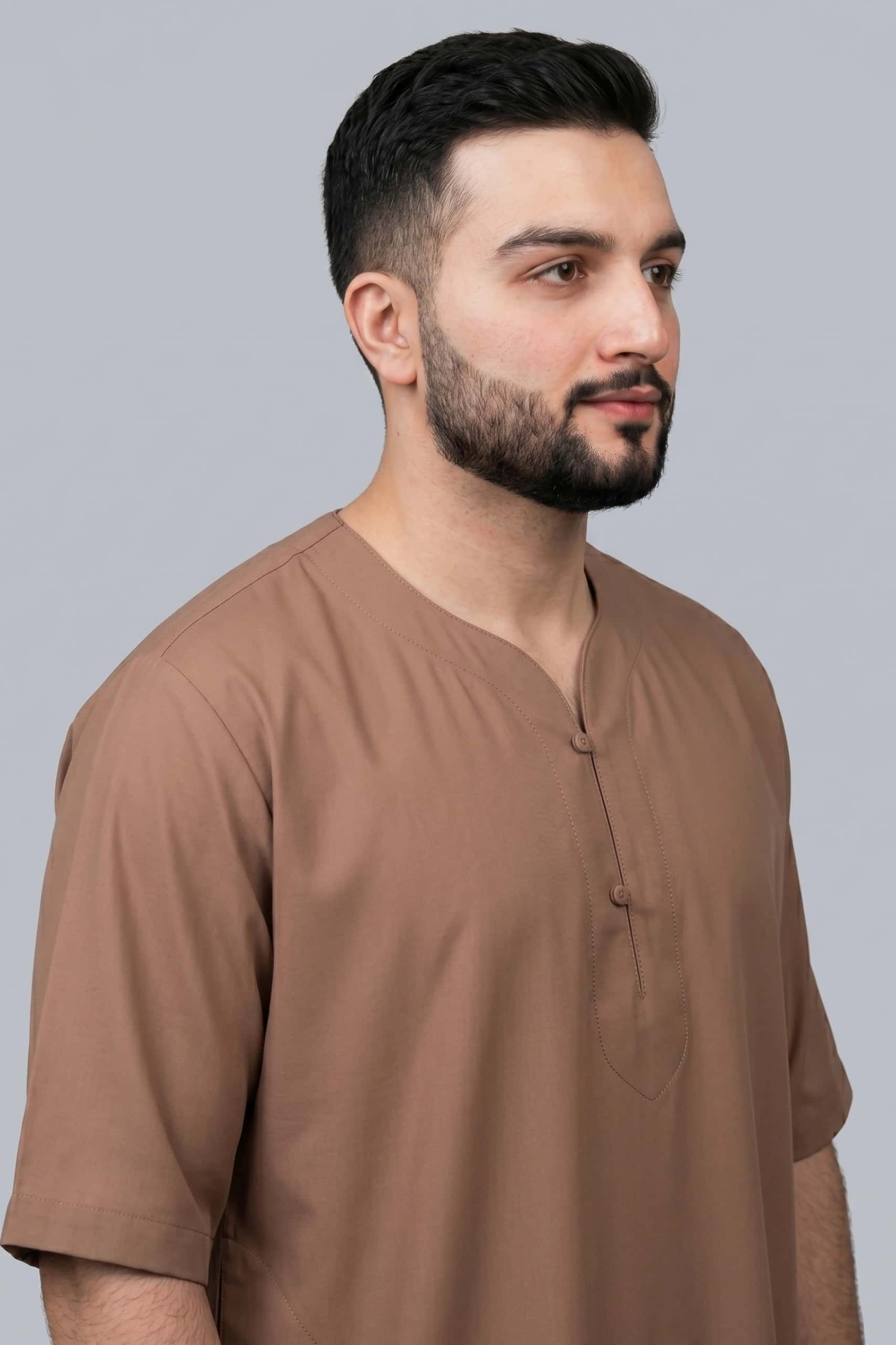 Muted Brown Cotton Jalabiya for Men 3