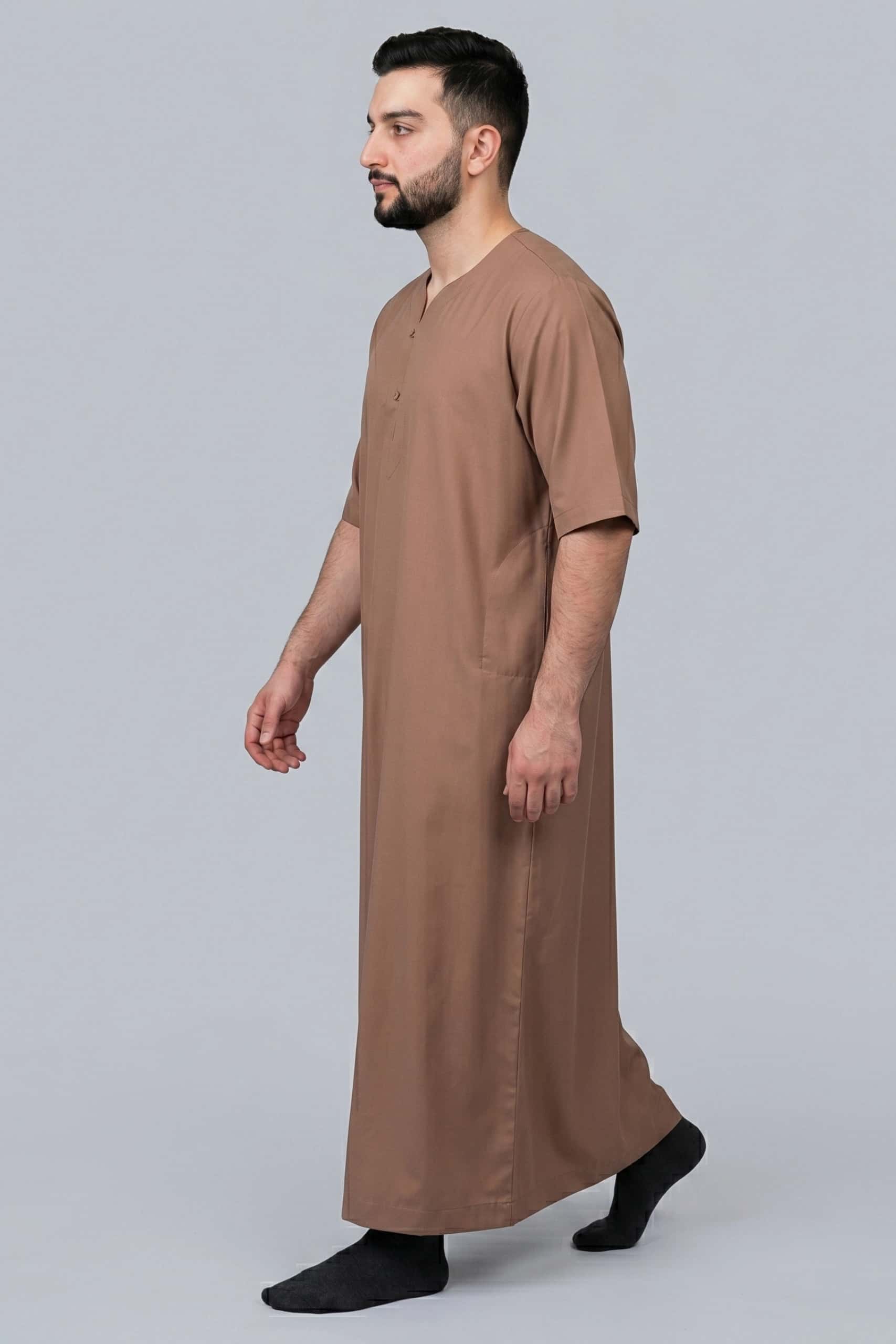 Muted Brown Cotton Jalabiya for Men 5