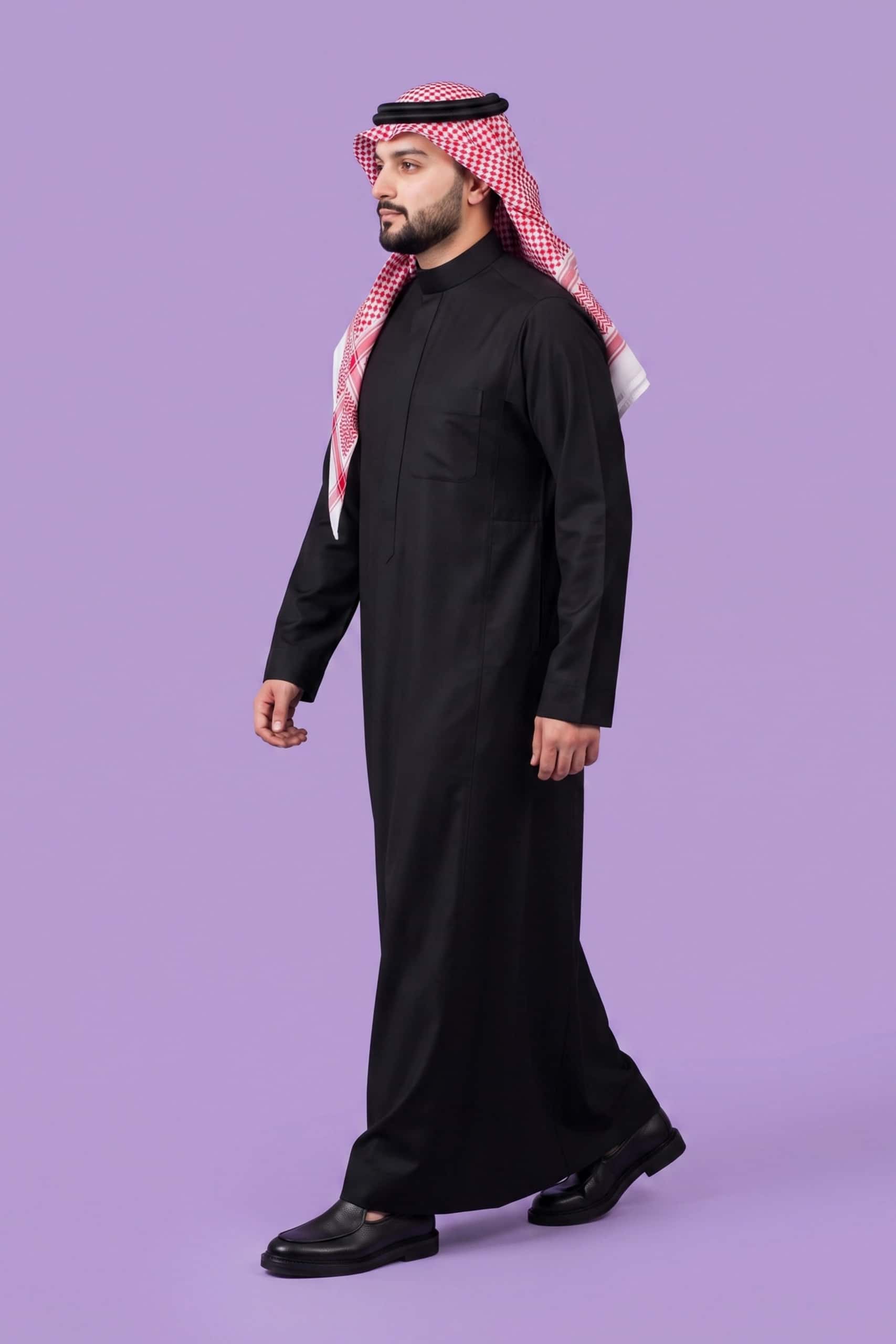 Black Saudi Thobe (Poly-Cotton) 3