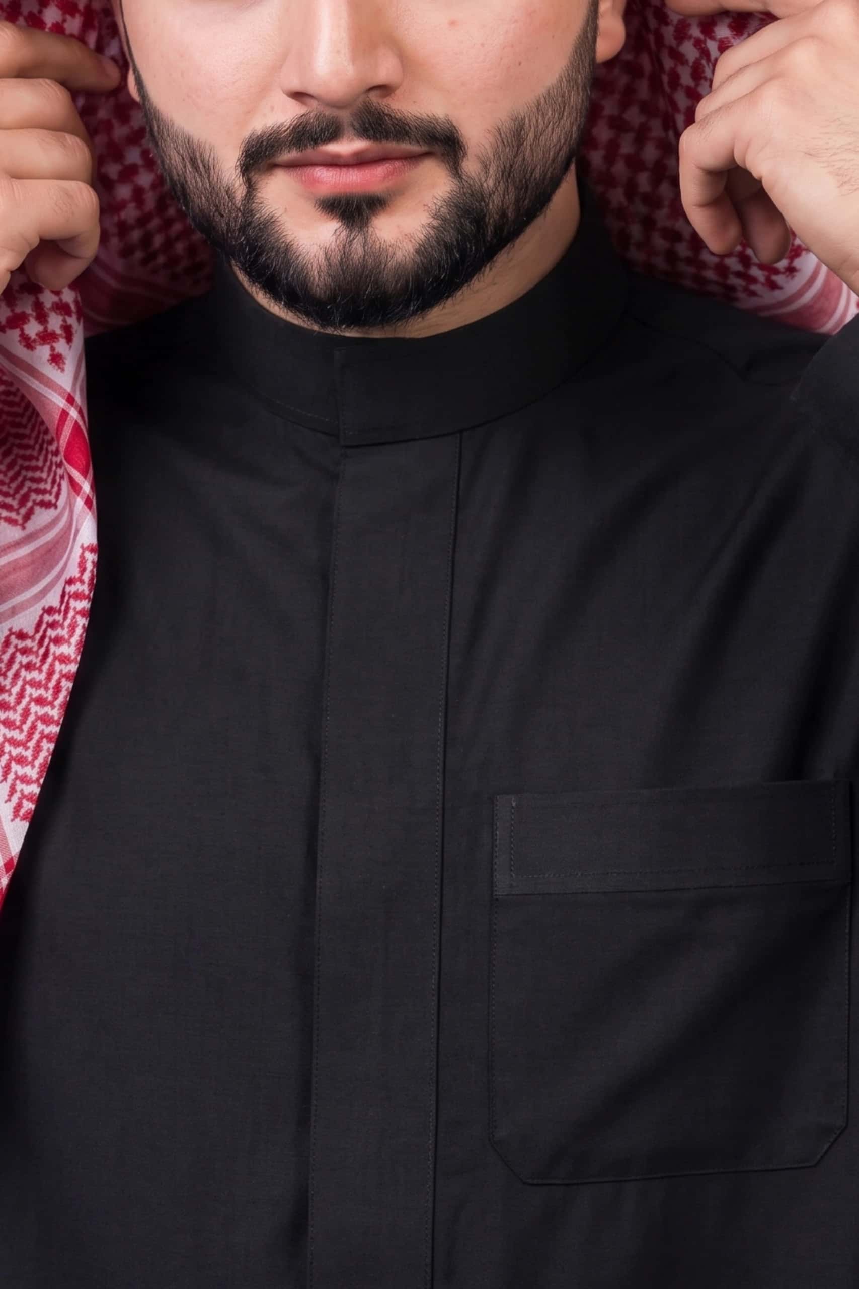 Black Saudi Thobe (Poly-Cotton) 5