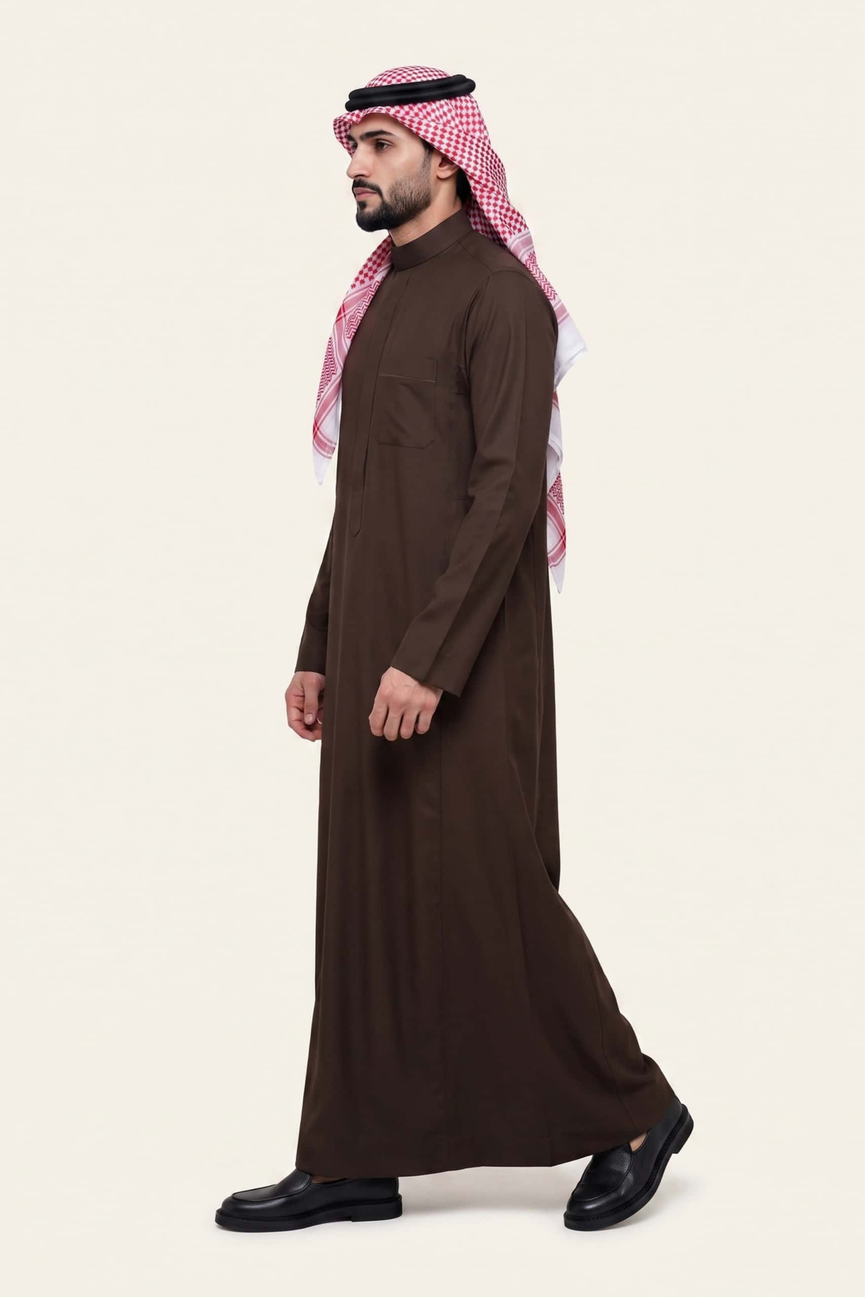 Dark Brown Saudi Thobe (Poly-Cotton) 3