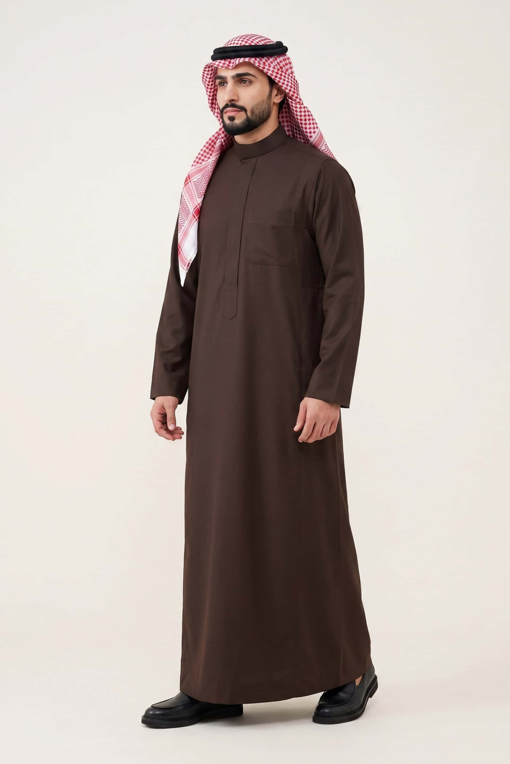 Dark Brown Saudi Thobe (Poly-Cotton) 7