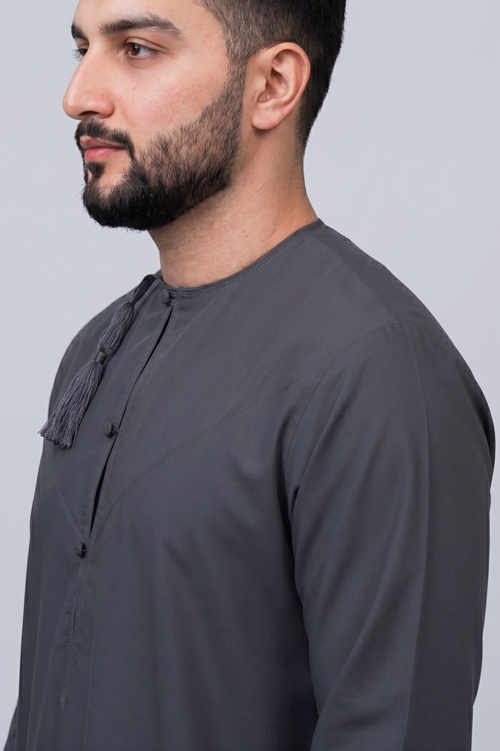 Dark Grey Omani Dishdasha 4