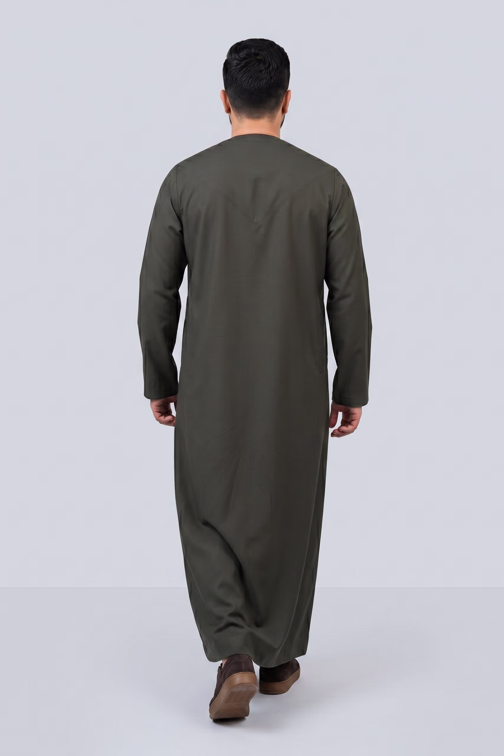 Deep Olive Green Omani Dishdasha 8