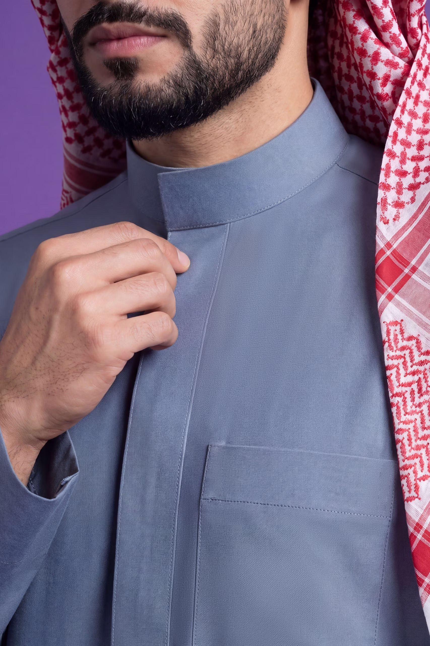 Steel Blue Saudi Thobe 5