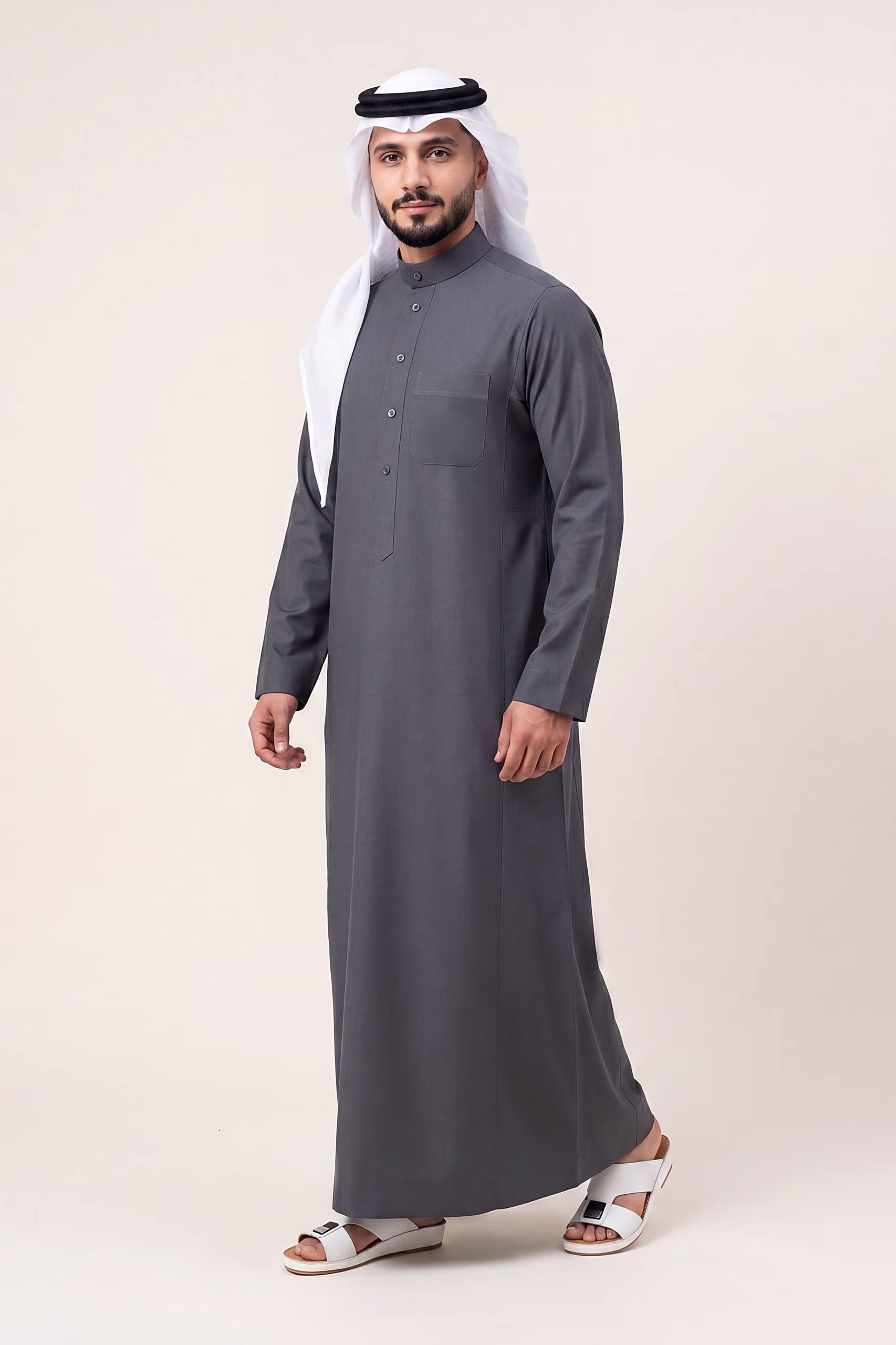 Dark Grey Saudi Thobe 4
