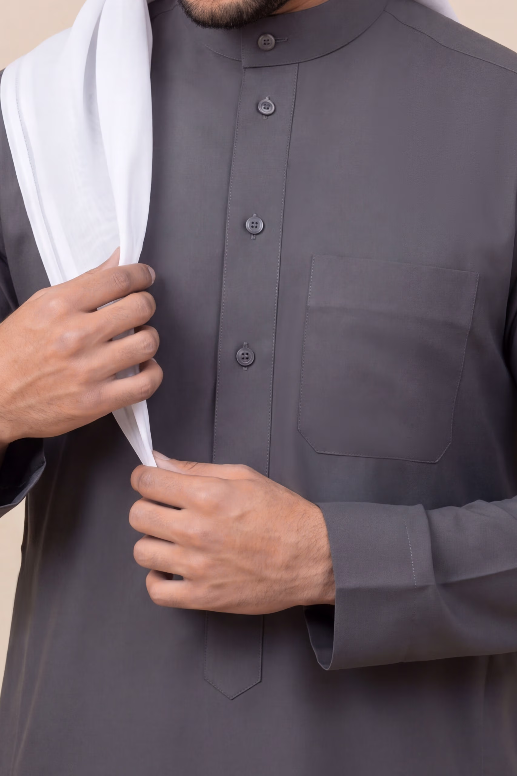 Dark Grey Saudi Thobe 8