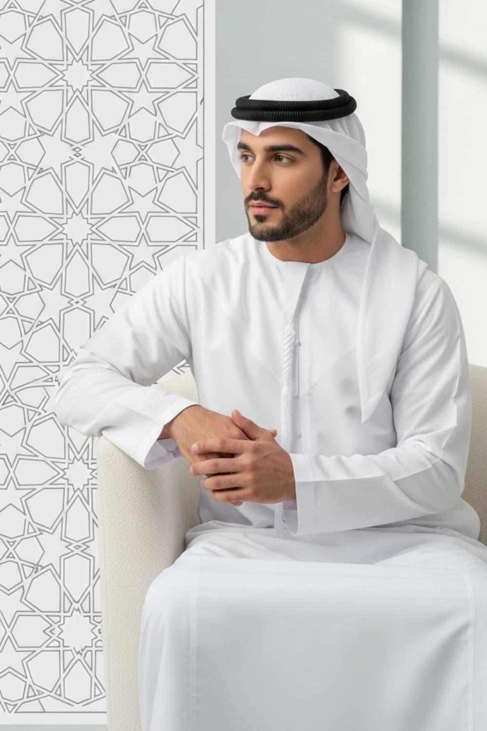 كندورة باللون الأبيض | من شباب اليولة بأجود الأقمشة - إصدار إيليت thumbnail 3