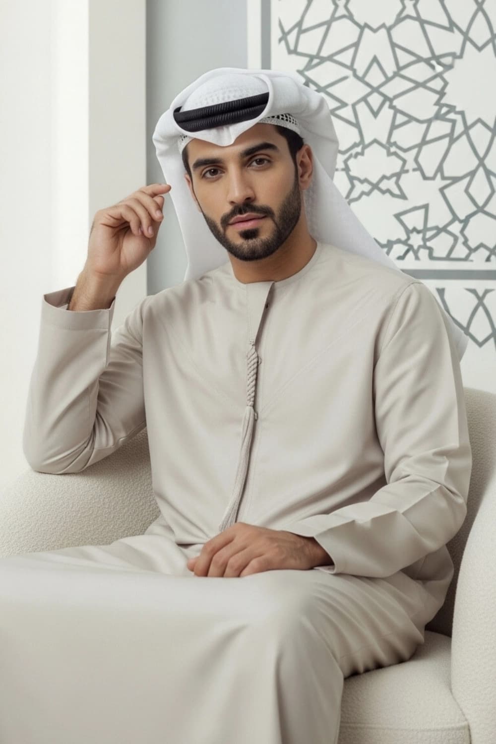 Light Beige Emirati Kandura | By Shabab al Yola with Premium Japan Fabric - Stellar Edition - 2