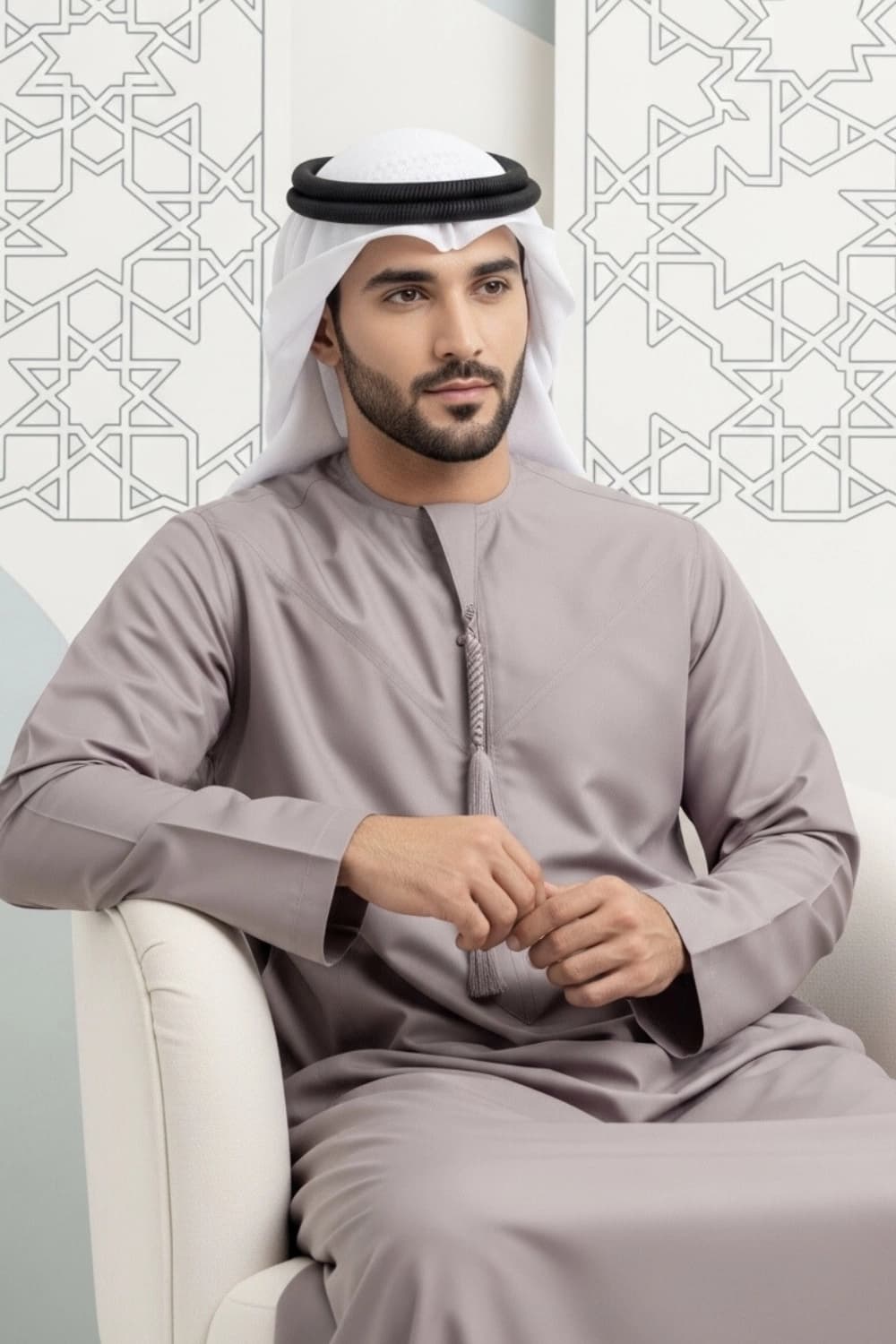 Warm Plum Kandura | Design by Shabab al Yola | Finest Fabric - Elite Edition thumbnail 2