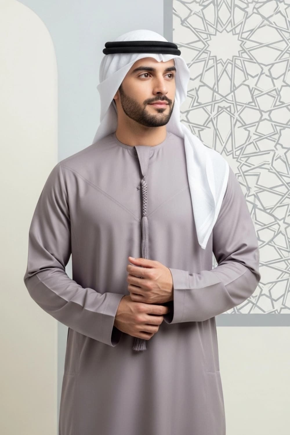 Warm Plum Kandura | Design by Shabab al Yola | Finest Fabric - Elite Edition thumbnail 3