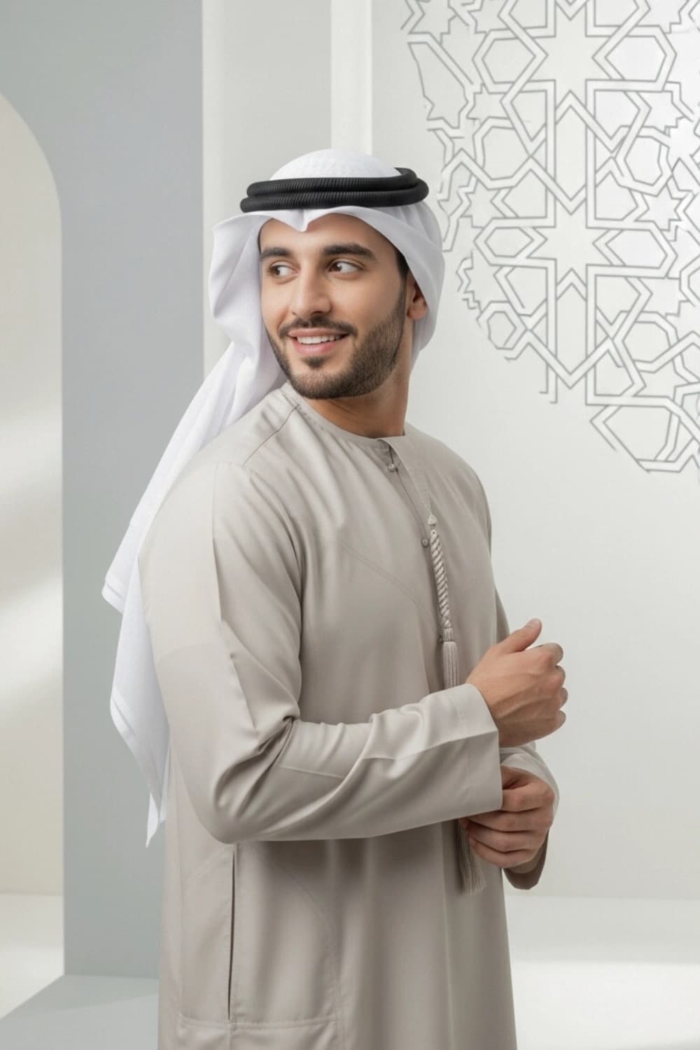 Sand Stone Emirati Kandura | By Shabab al Yola with Premium Japan Fabric - Stellar Edition - 3