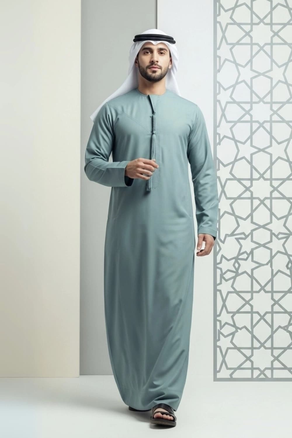 Teal Mist Emirati Kandura | By Shabab al Yola with Premium Japan Fabric - Stellar Edition - 1