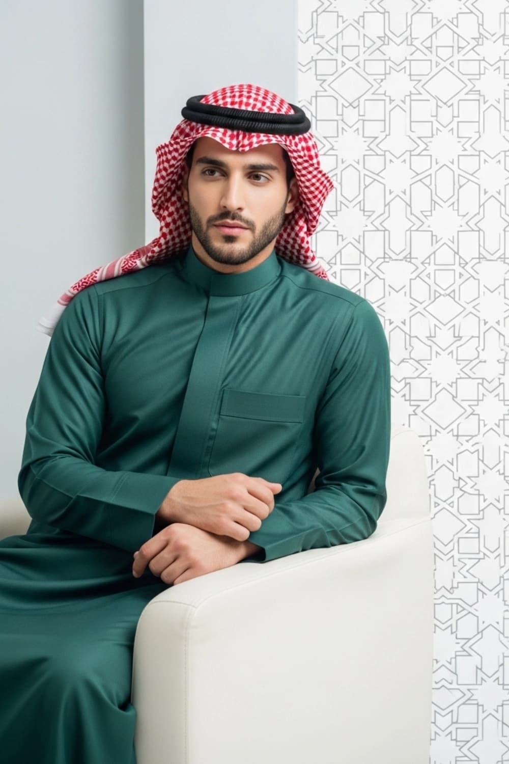 ثوب سعودي بلون أخضر ليلي | من شباب اليولة بقماش ياباني فاخر - إصدار ستيلا - 2