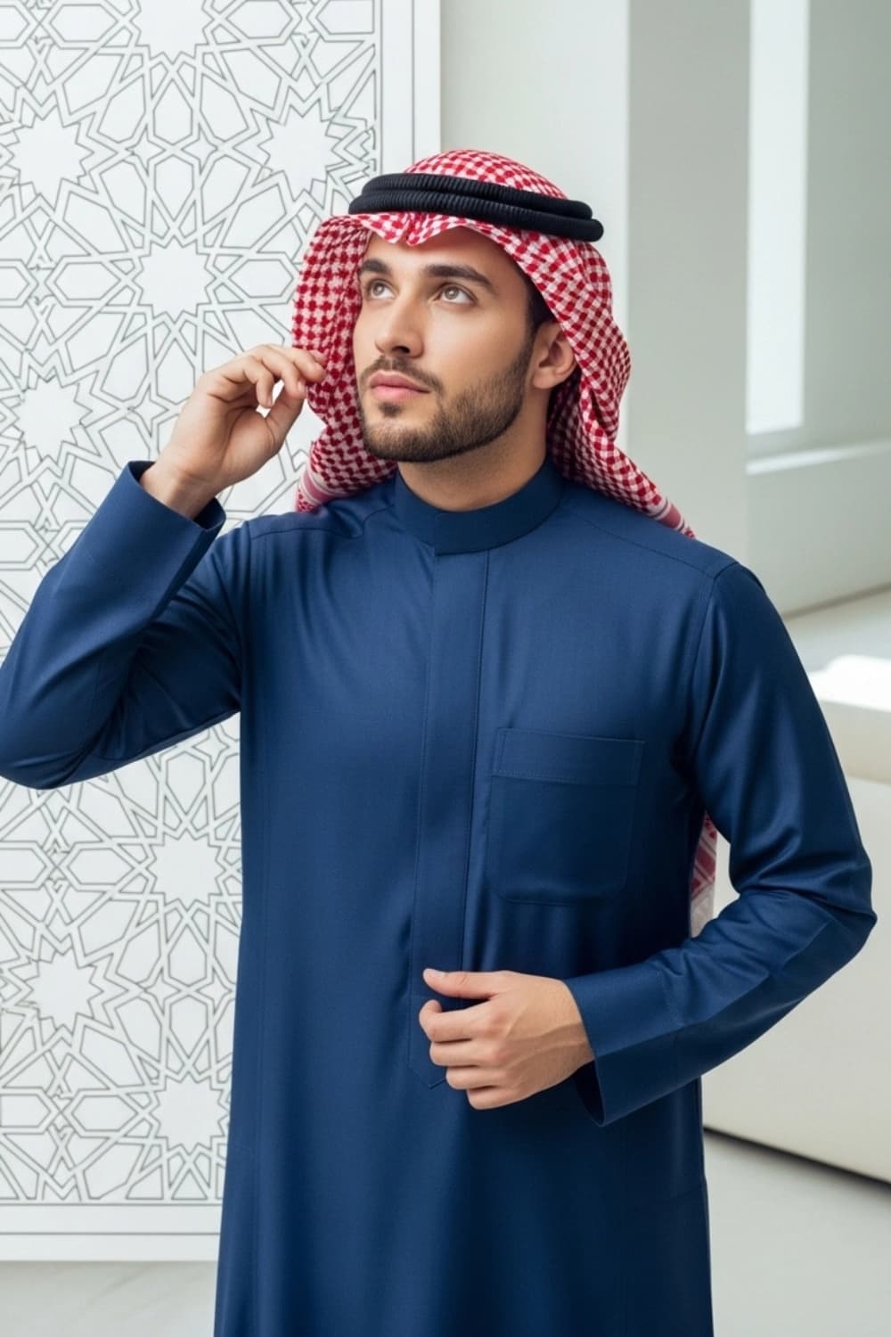 Midnight Blue Thobe | Design by Shabab al Yola | Finest Fabric - Elite Edition