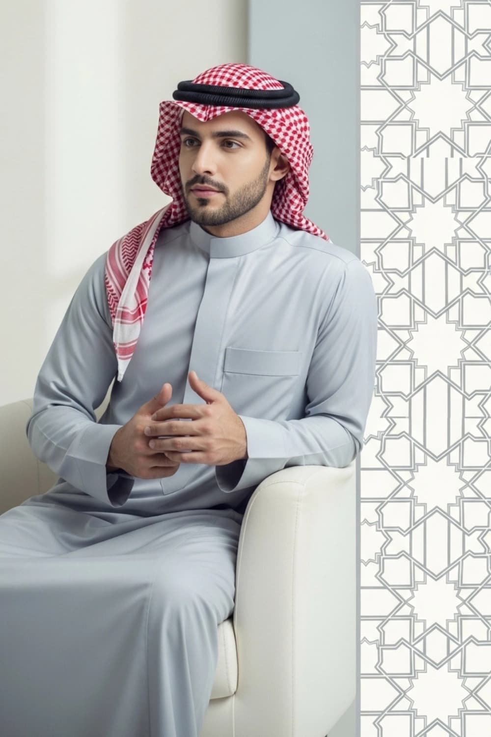Ice Grey Saudi Thobe | By Shabab al Yola with Premium Japan Fabric - Stellar Edition