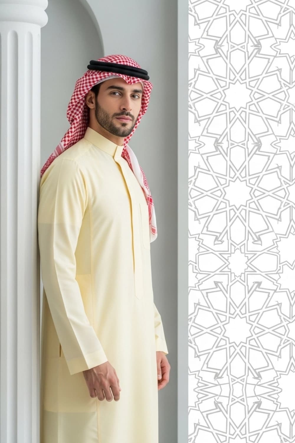 Pale Lemon Saudi Thobe | Design by Shabab al Yola | Finest Fabric - Elite Edition