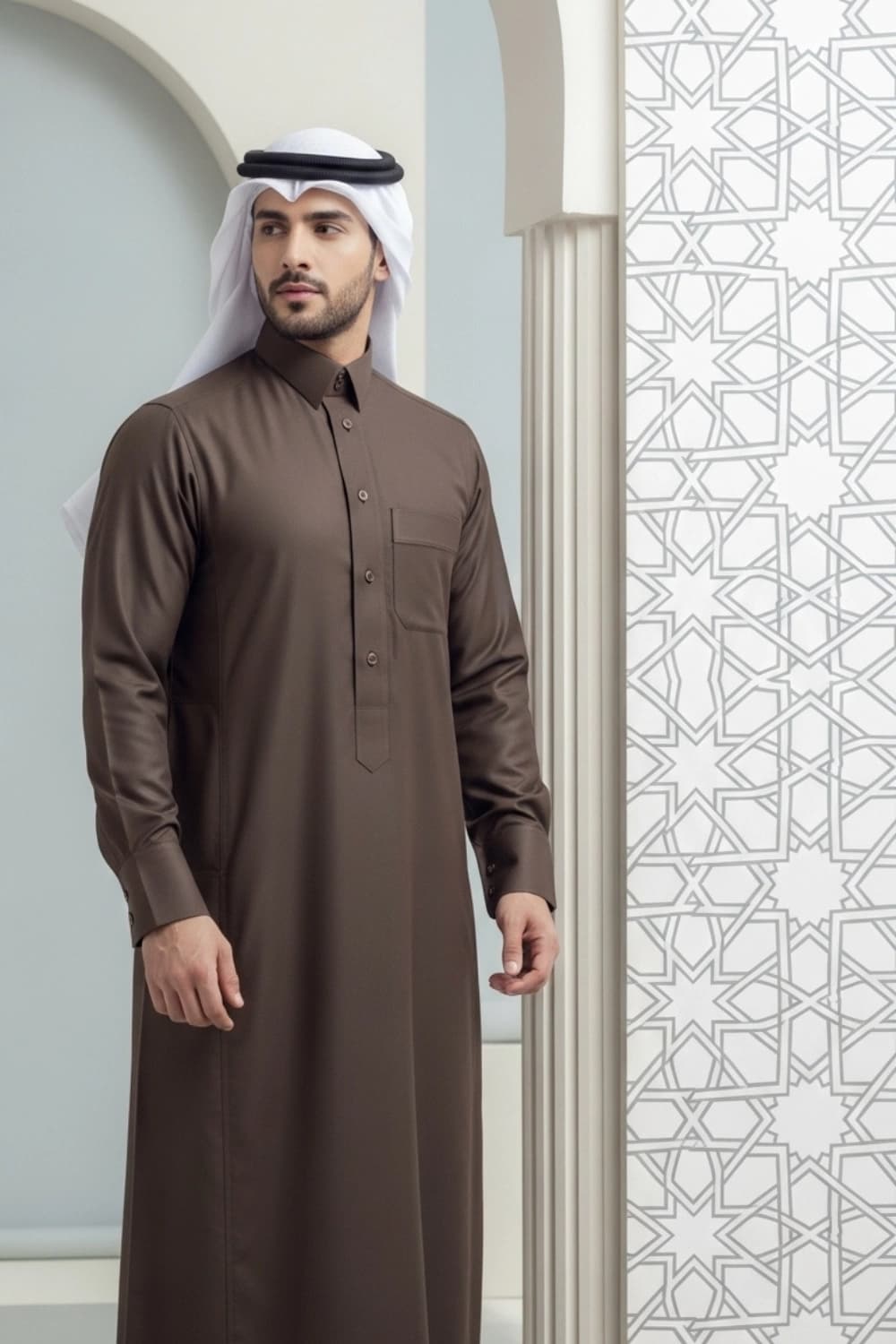 Brown Qatari Thobe | with Finest Japan Fabric - Stellar Edition