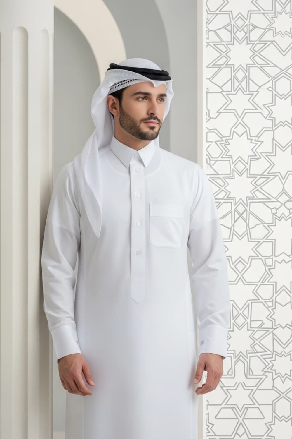 White Qatari Thobe | Experience Style by Shabab al Yola - Elite Edition
