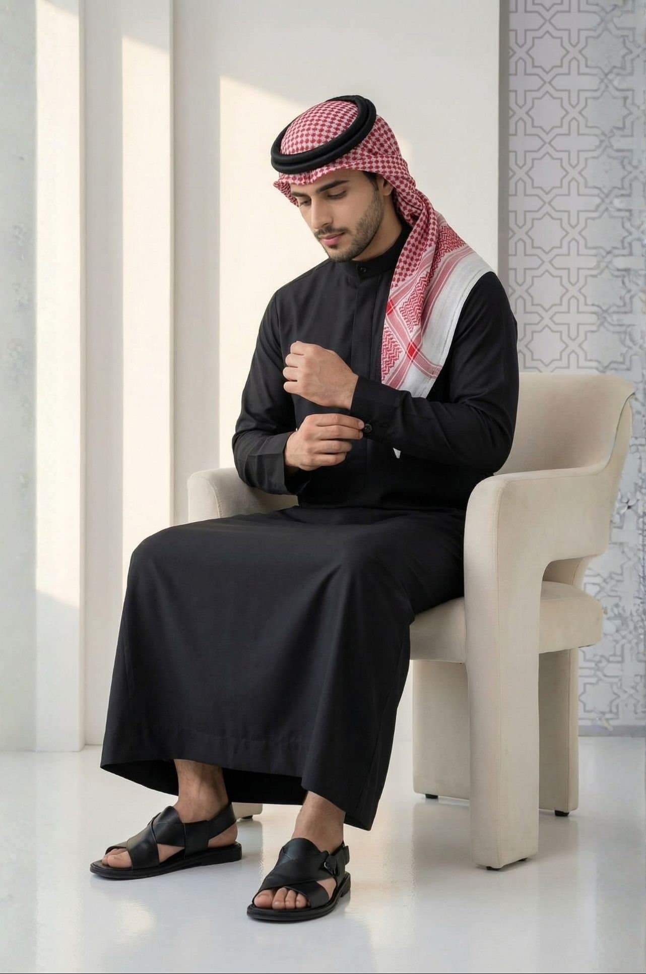 Royal Black Kuwaiti Dishdasha - Stellar Edition - 4