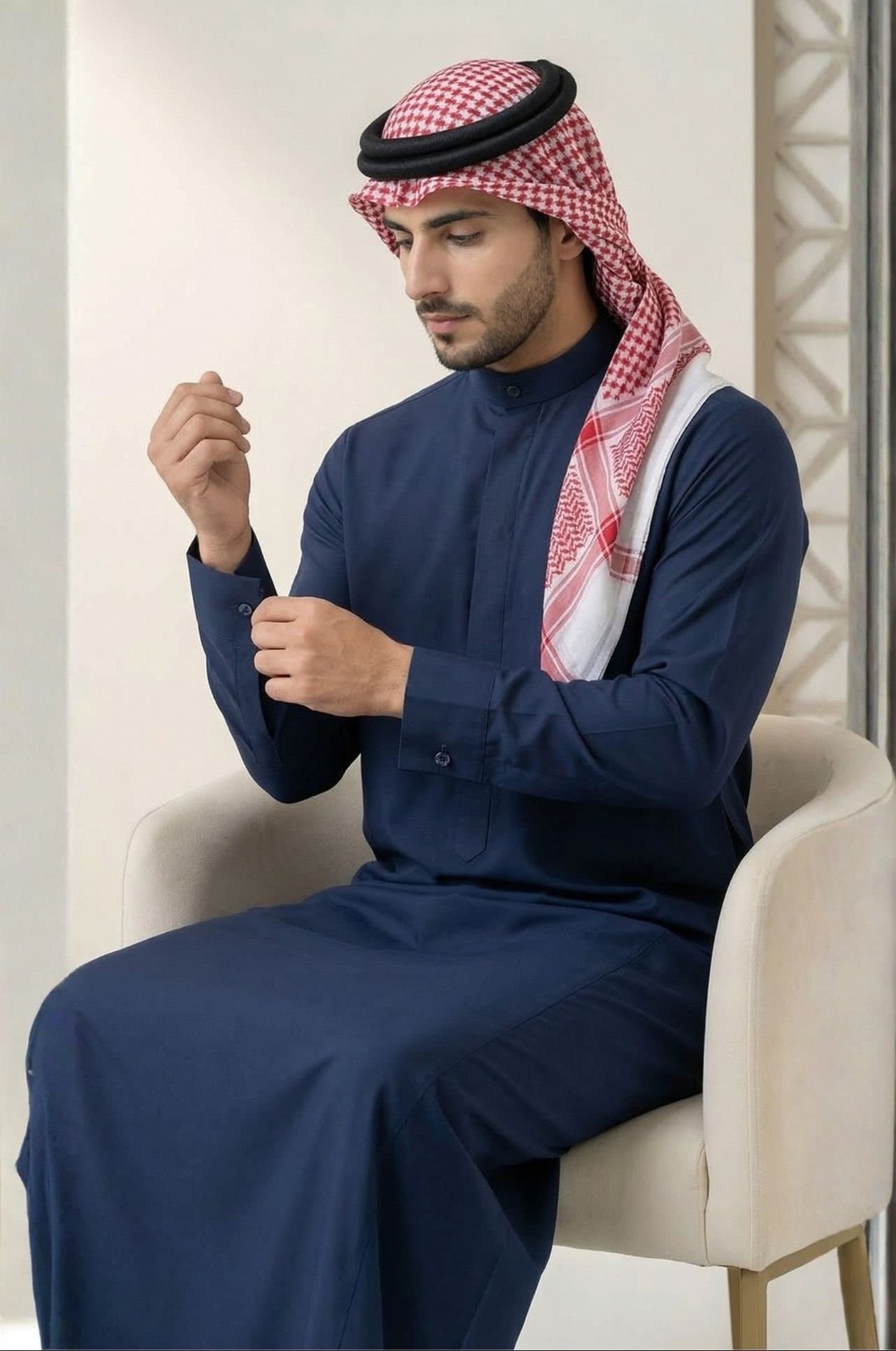 Royal Navy Blue Kuwaiti Dishdasha - Stellar Edition - 5