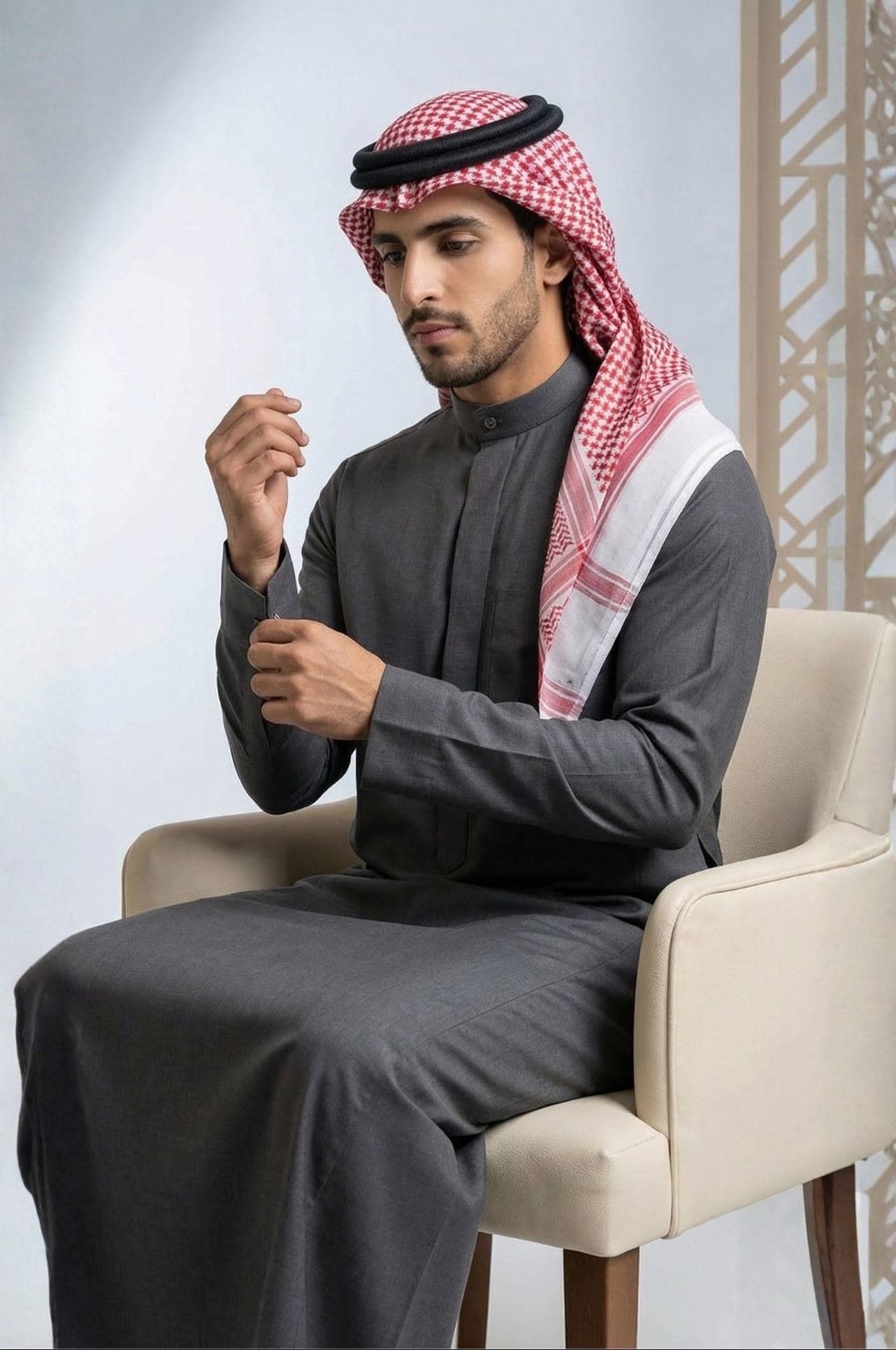 دشداشة كويتية رمادية فحمية - الإصدار الفاخر - 3