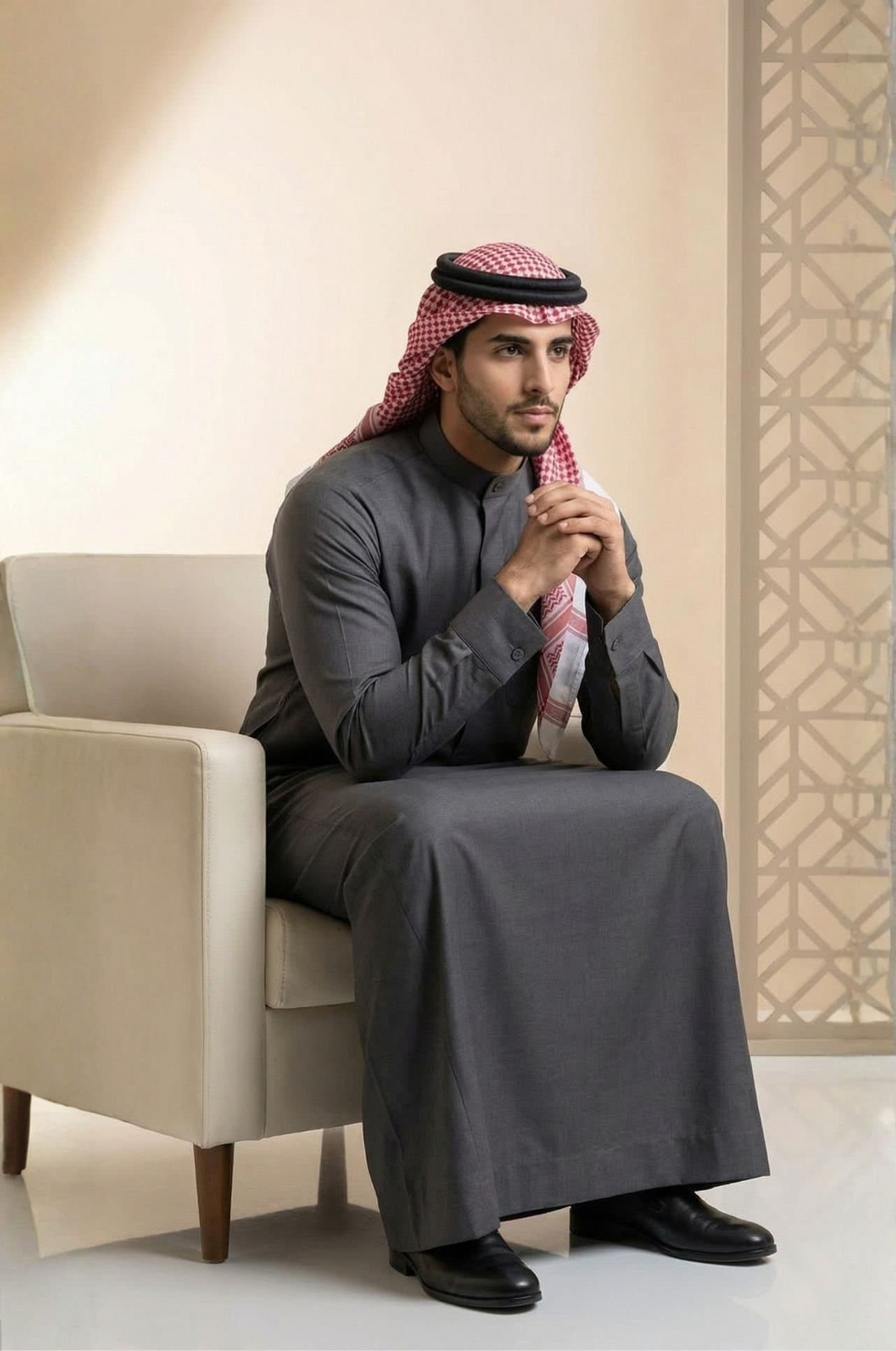 دشداشة كويتية رمادية فحمية - الإصدار الفاخر - 4