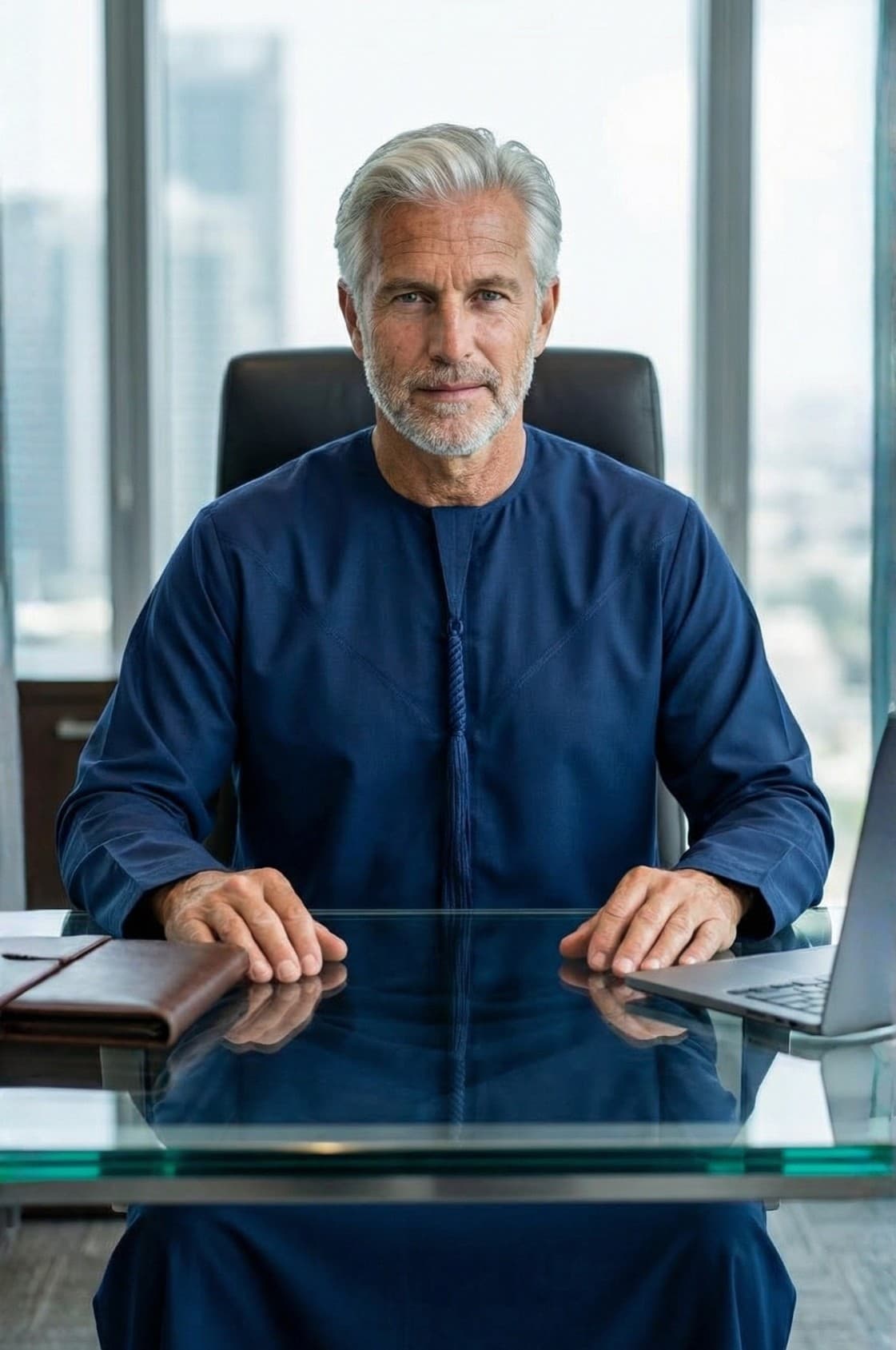 كندورا نافي أزرق تنفيذي للأجانب | زي عربي فاخر أبوظبي - 3