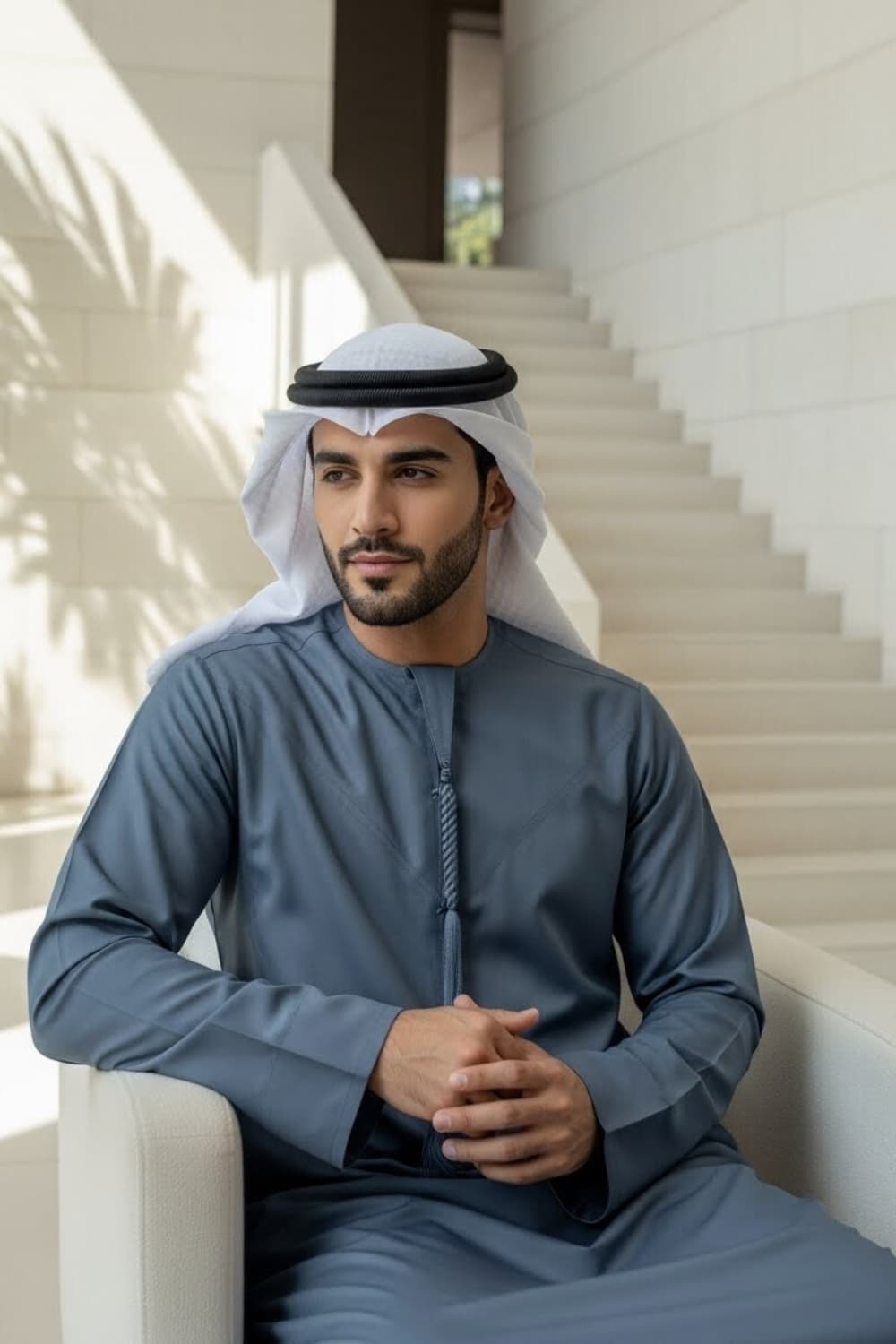 Montgomery Wool Kandora — Slate Blue | Winter Collection - 2