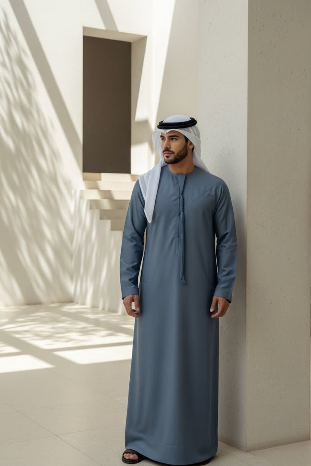 Montgomery Wool Kandora — Slate Blue | Winter Collection - 5