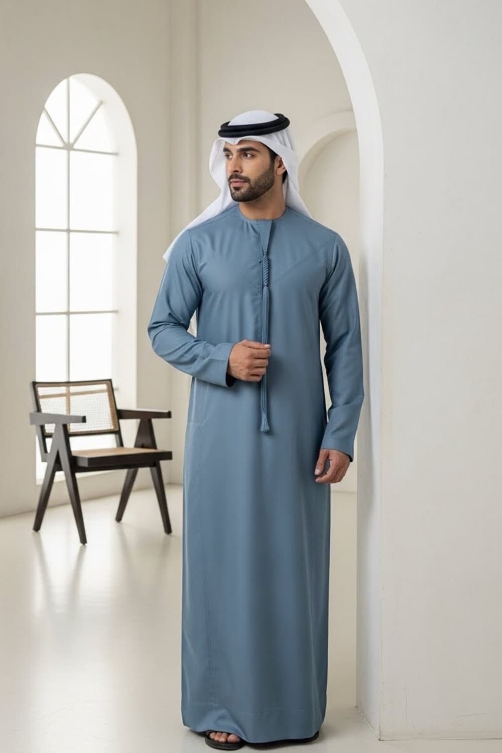 Montgomery Wool Kandora — Air Force Blue | Winter Collection