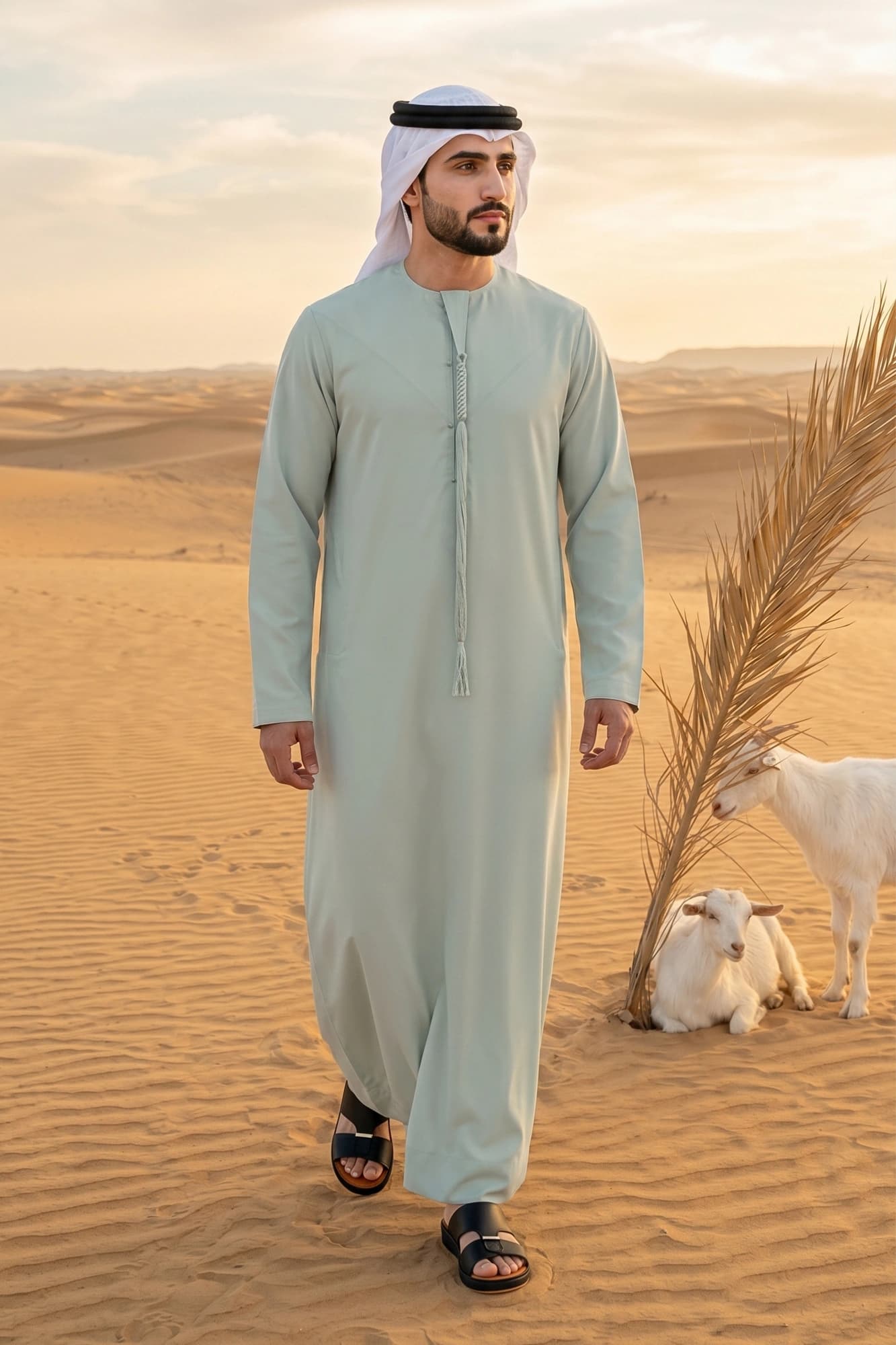 كندورة إماراتية لون غيوم البحر - 3