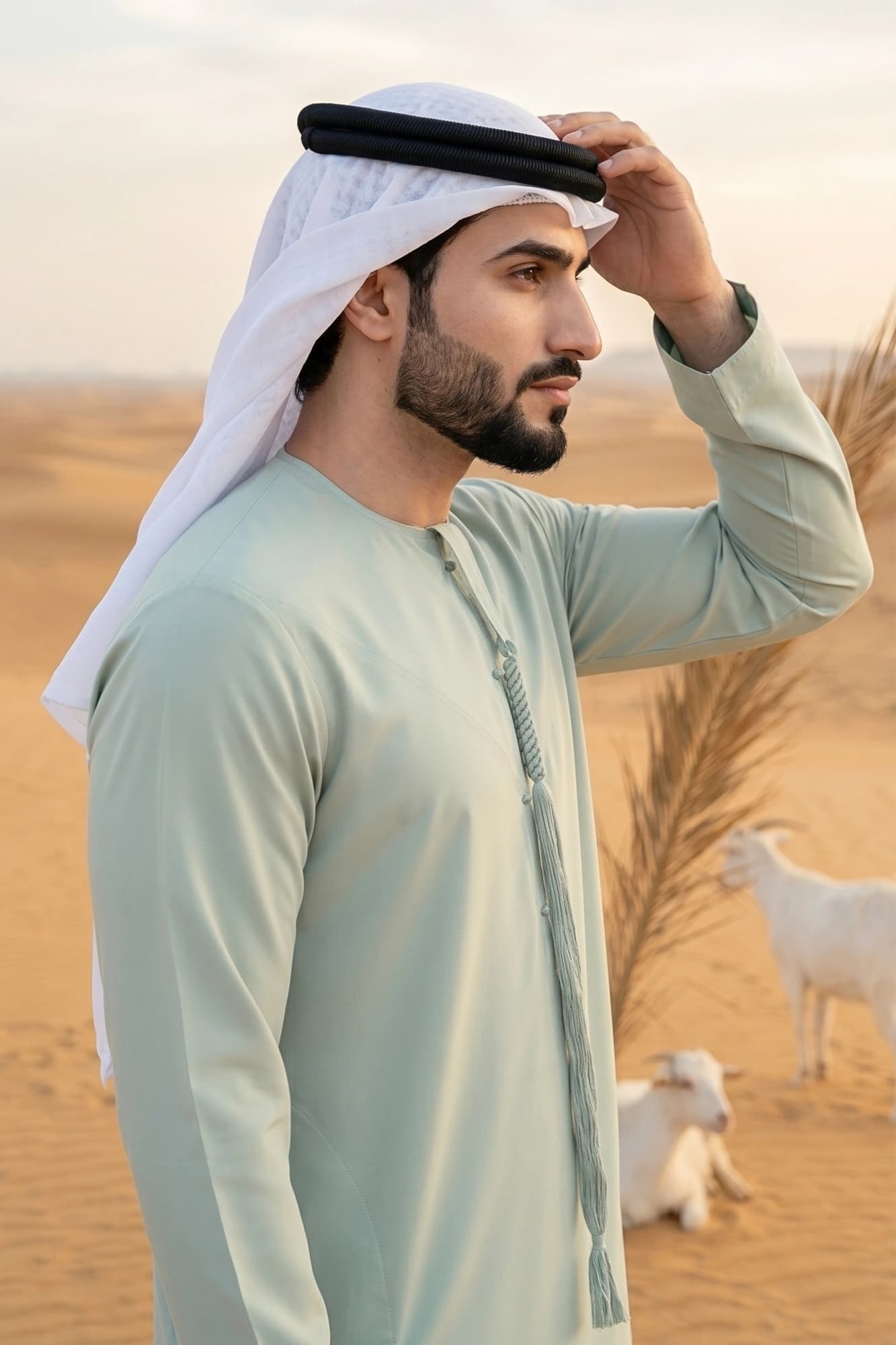 كندورة إماراتية لون غيوم البحر - 5