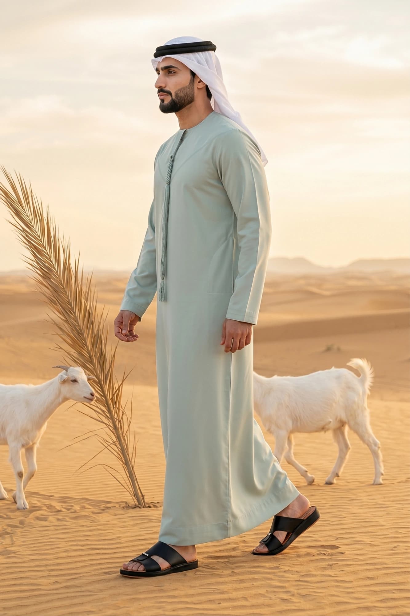 كندورة إماراتية لون غيوم البحر - 4