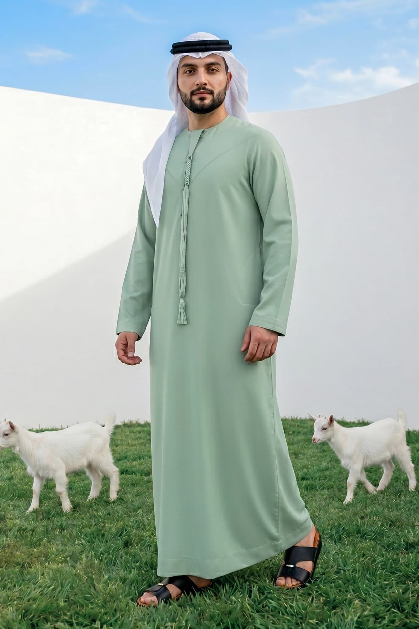 قندورة إماراتية باللون النعناعي الاستوائي - 2