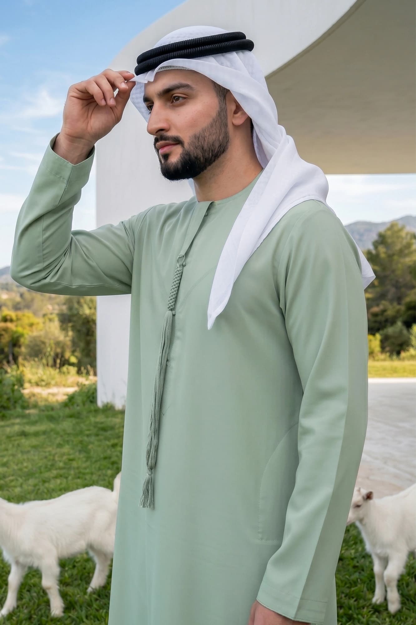 قندورة إماراتية باللون النعناعي الاستوائي - 4