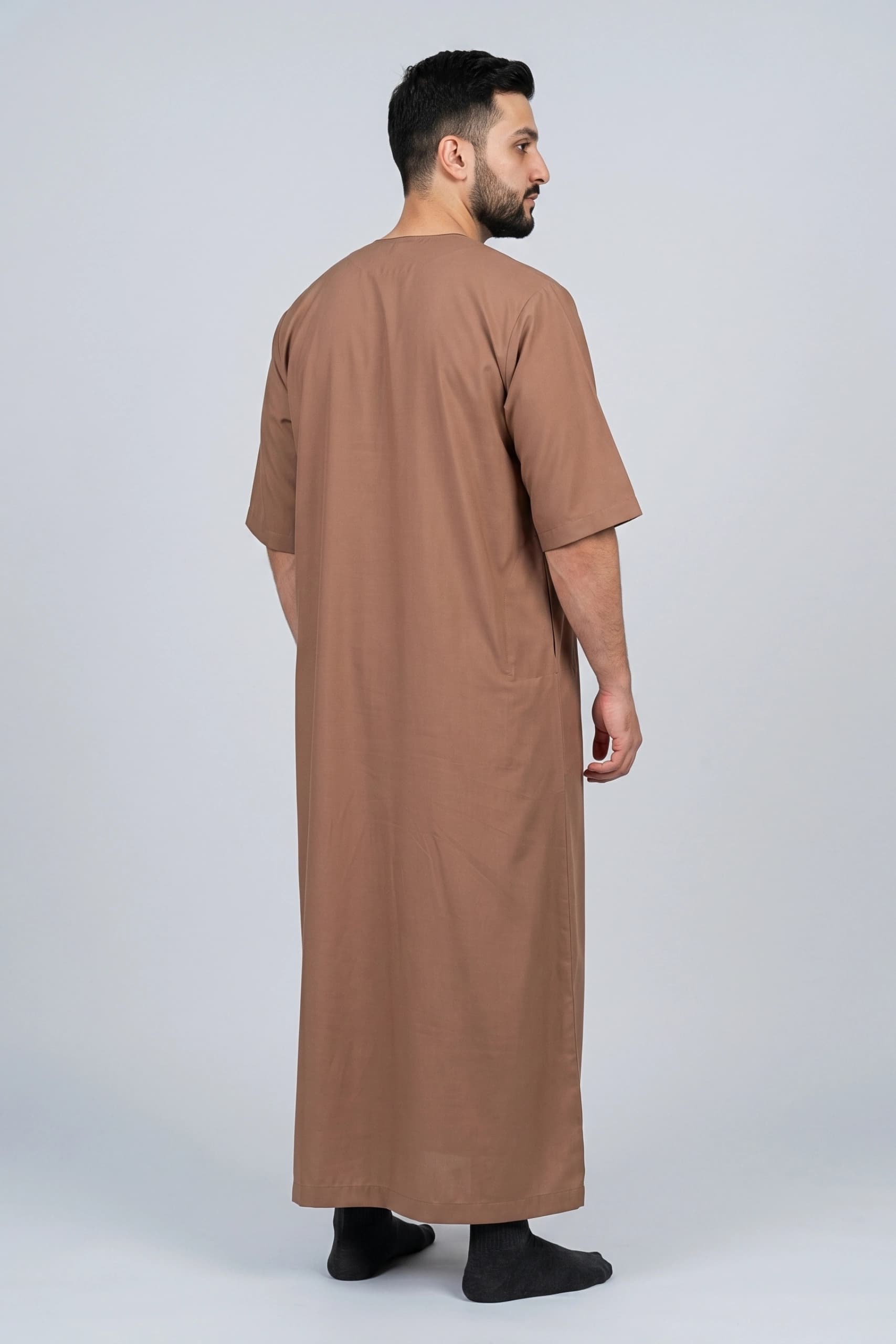 Muted Brown Cotton Jalabiya for Men 4
