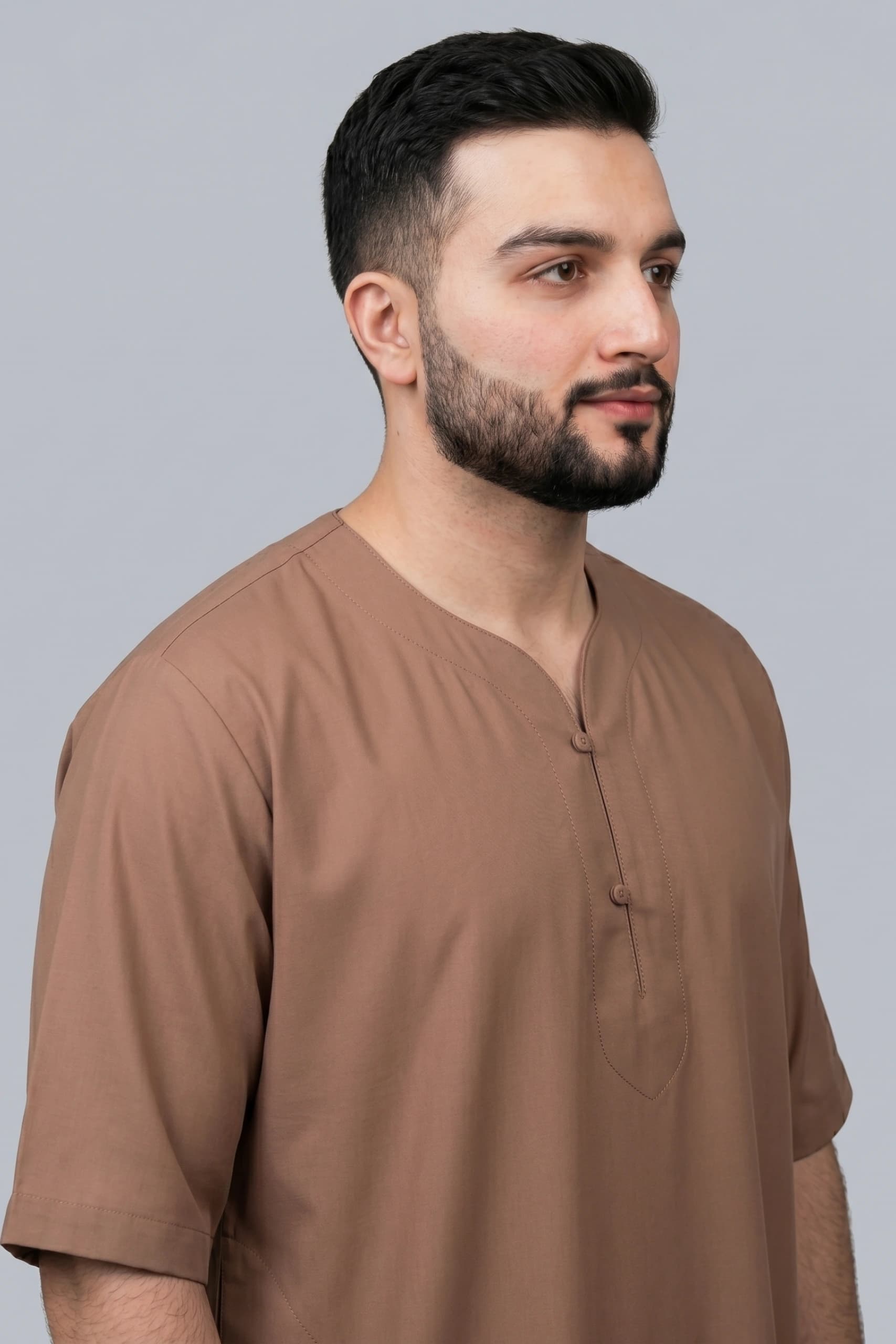 Muted Brown Cotton Jalabiya for Men 3