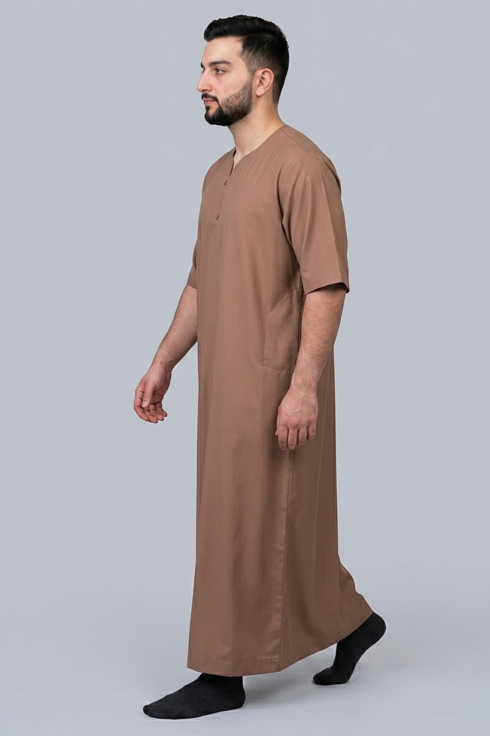 Muted Brown Cotton Jalabiya for Men 5
