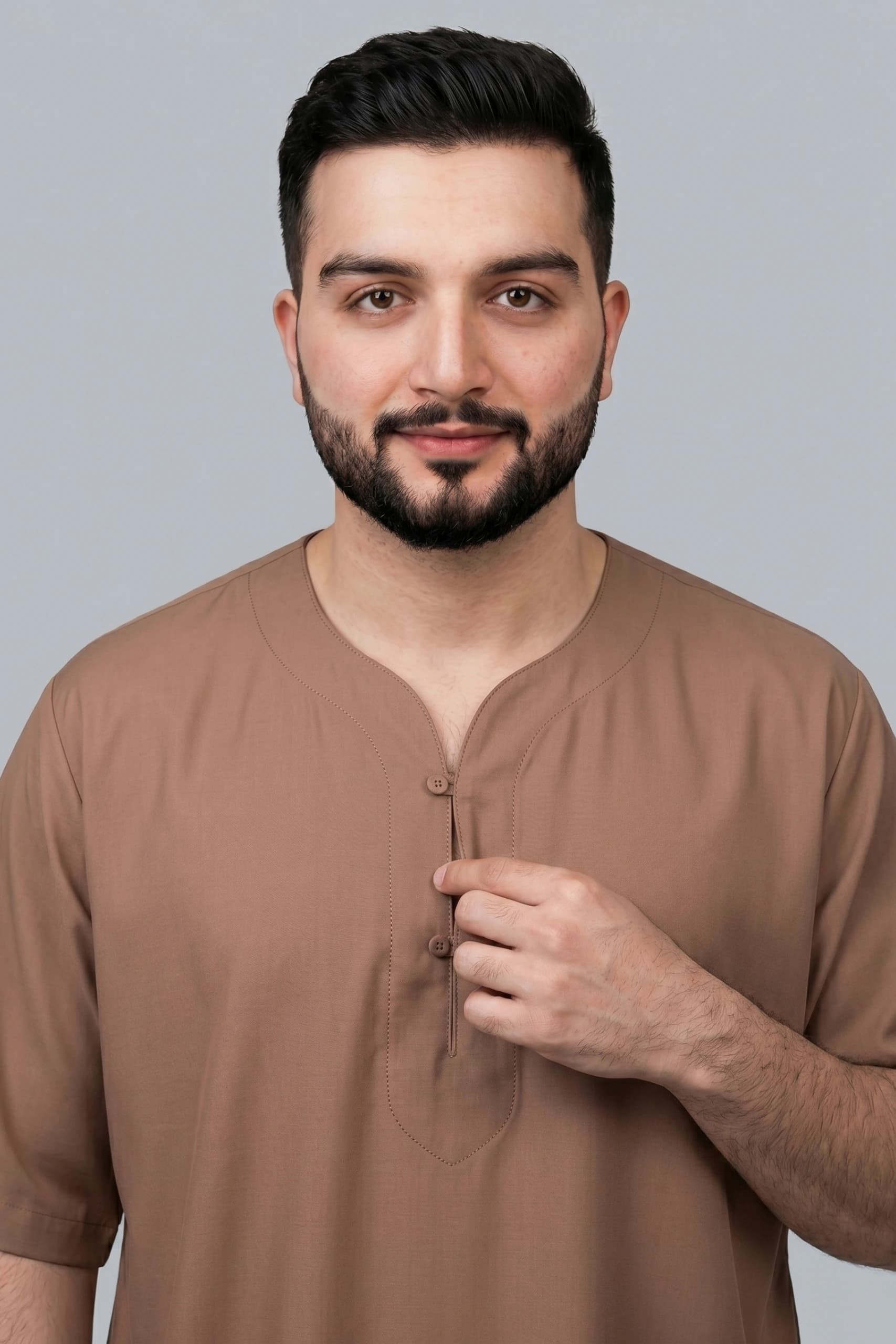 Muted Brown Cotton Jalabiya for Men 2