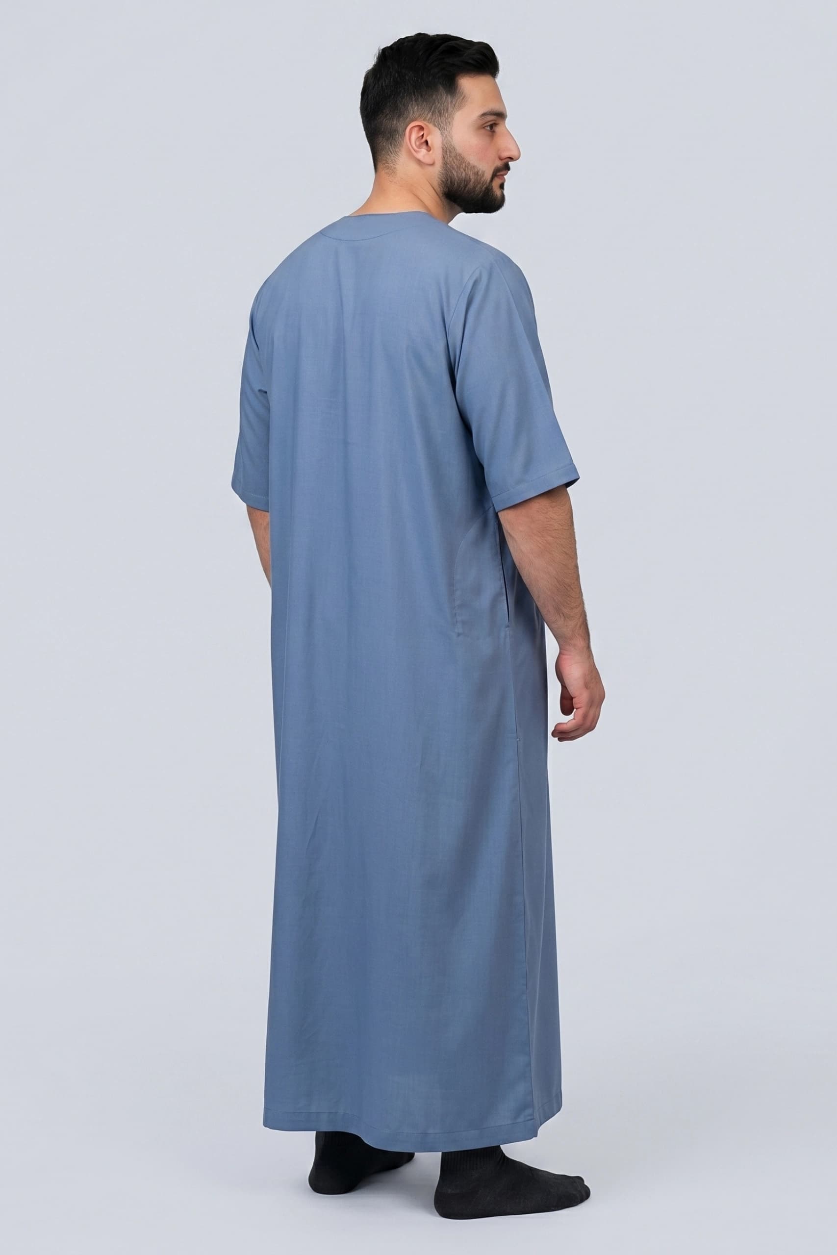 Cool Blue Cotton Jalabiya for Men 6