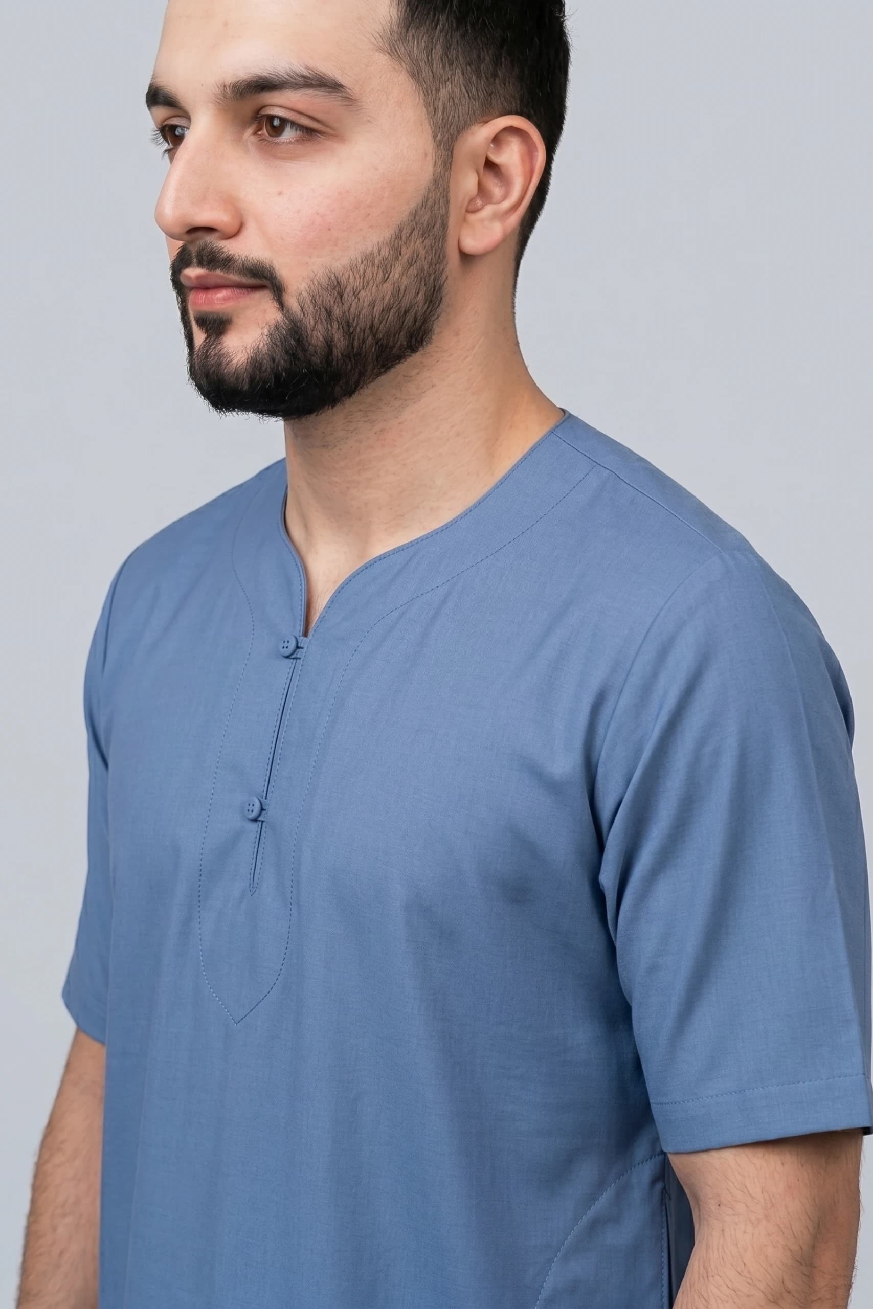 Cool Blue Cotton Jalabiya for Men 5