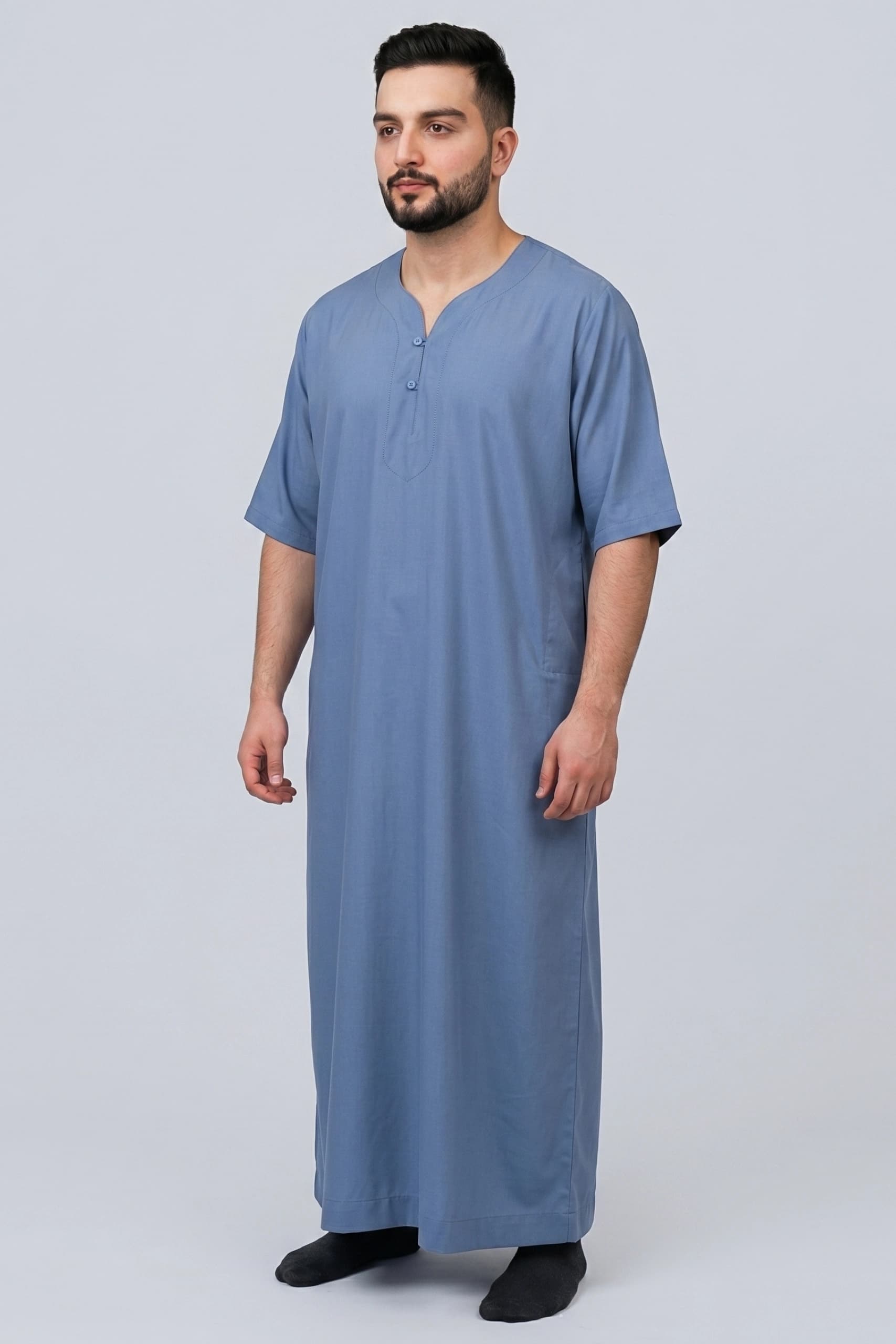 Cool Blue Cotton Jalabiya for Men 3