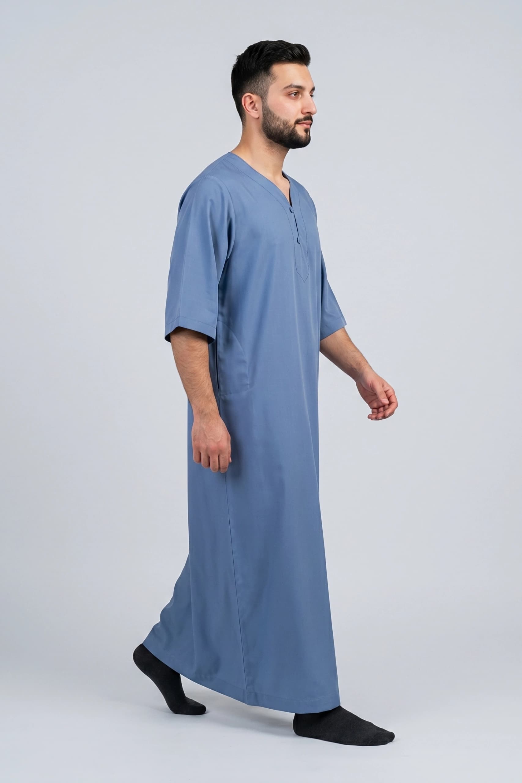 Cool Blue Cotton Jalabiya for Men 4