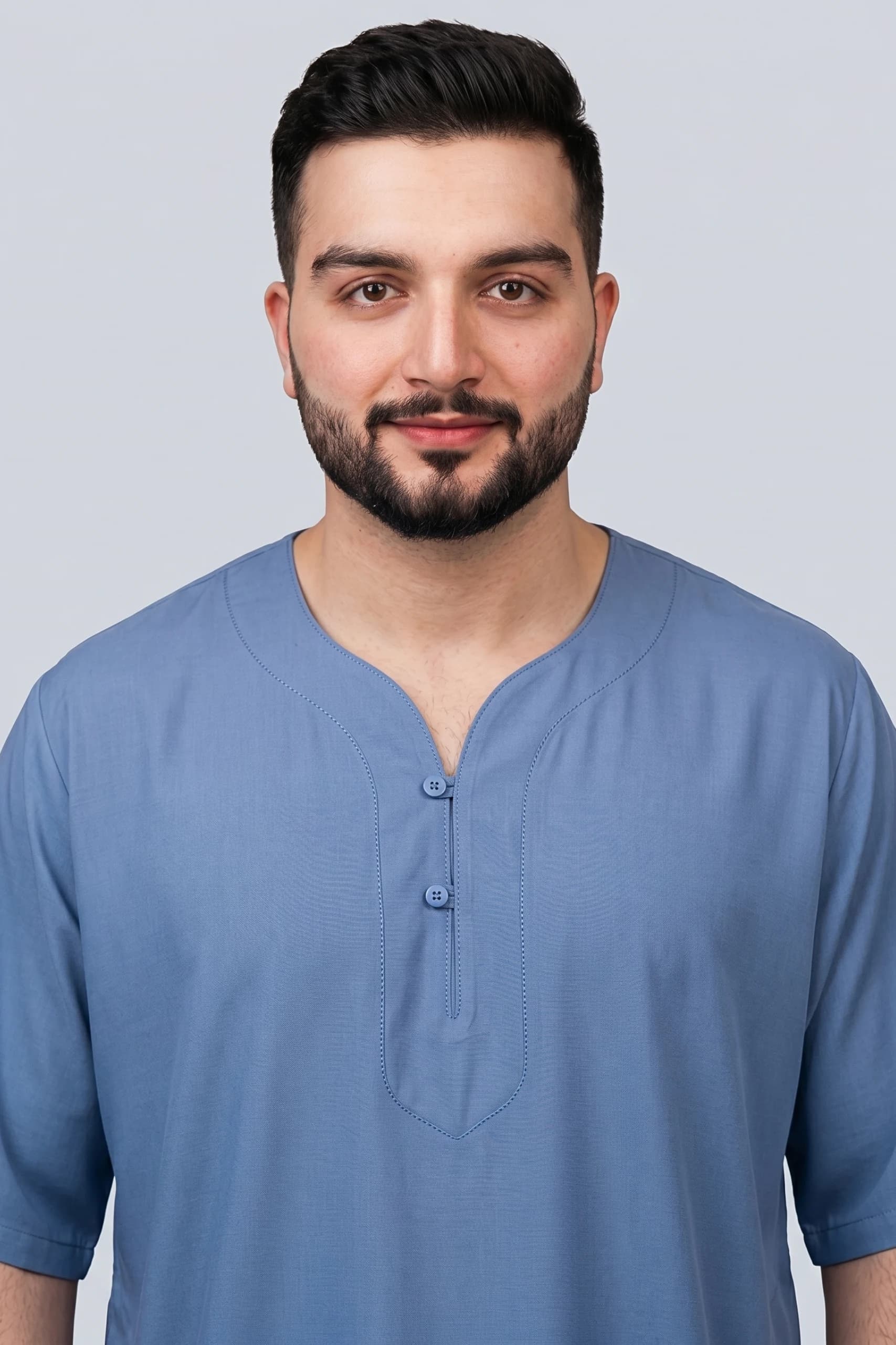 Cool Blue Cotton Jalabiya for Men 2